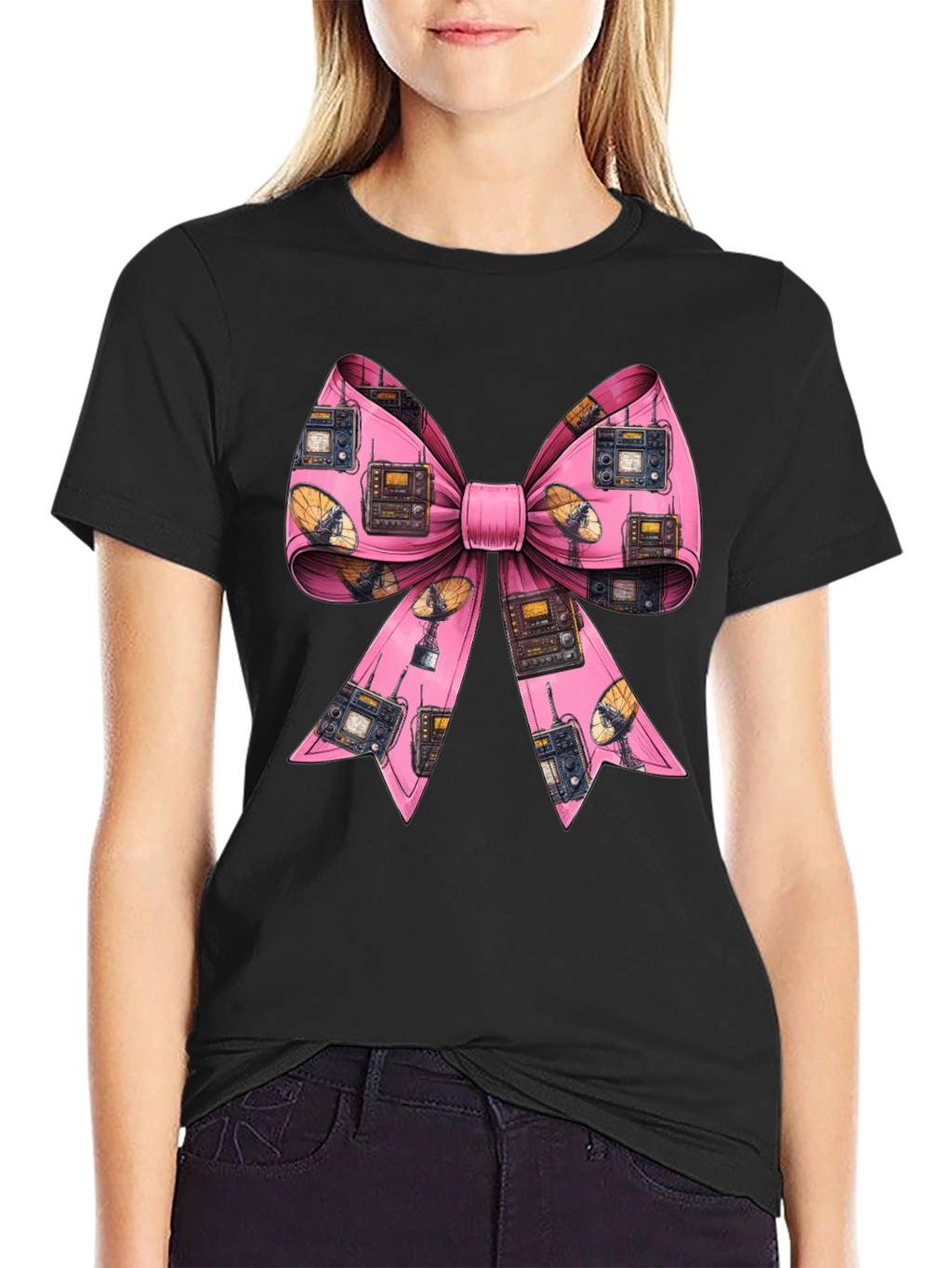 Ham Radio Pink Bow T-Shirt