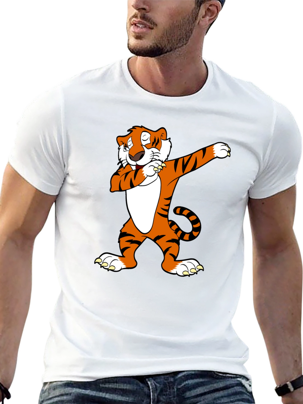 Dabbing Tiger Graphic Tee - Cool Black T-Shirt