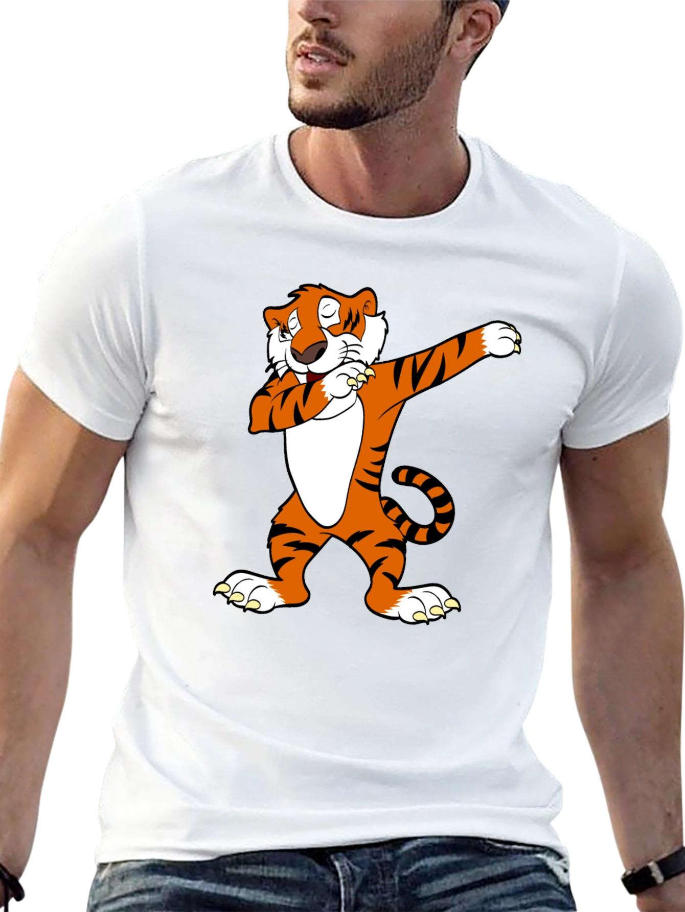 Dabbing Tiger Graphic Tee - Cool Black T-Shirt
