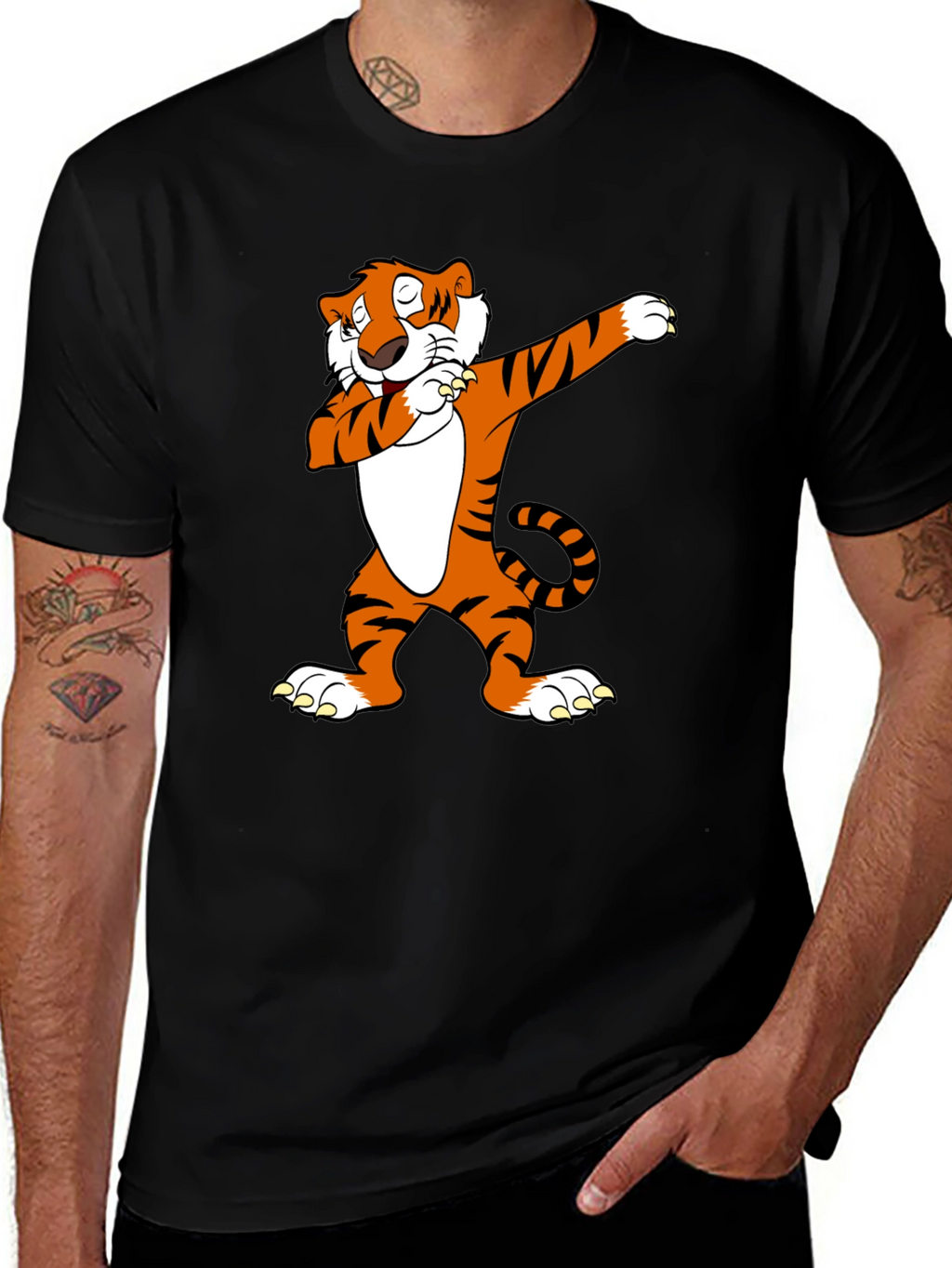 Dabbing Tiger Graphic Tee - Cool Black T-Shirt