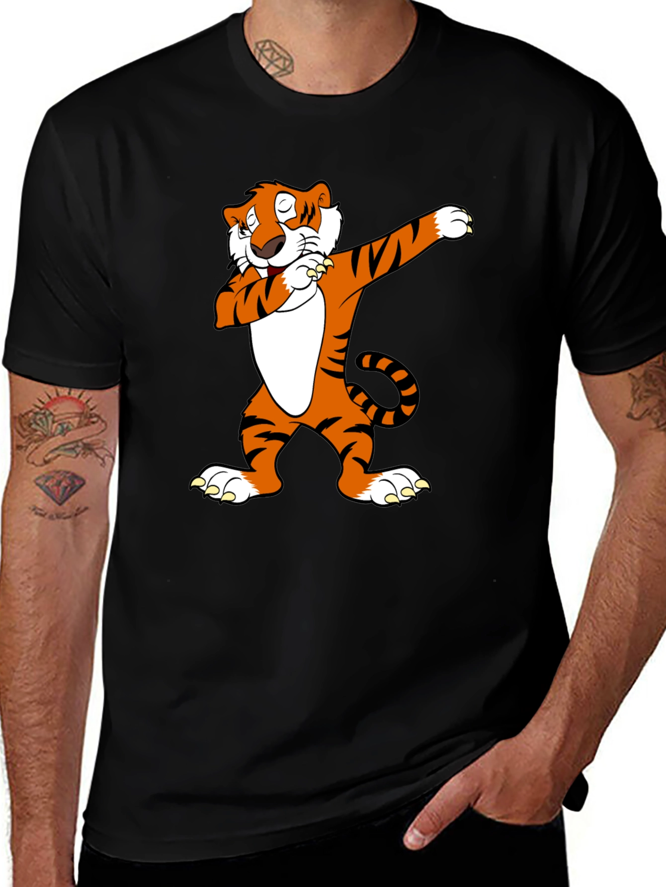 Dabbing Tiger Graphic Tee - Cool Black T-Shirt