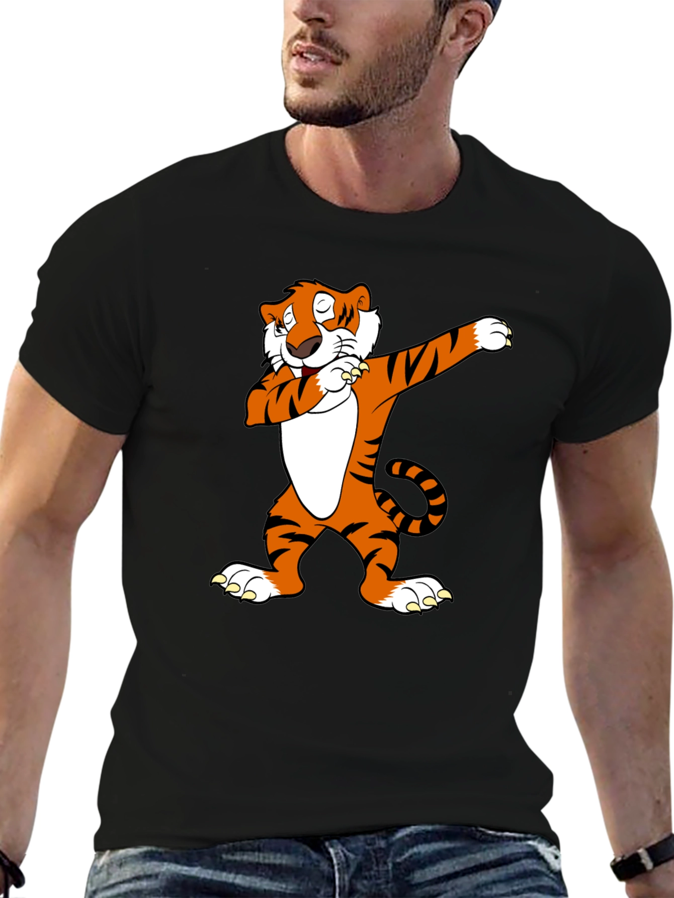 Dabbing Tiger Graphic Tee - Cool Black T-Shirt