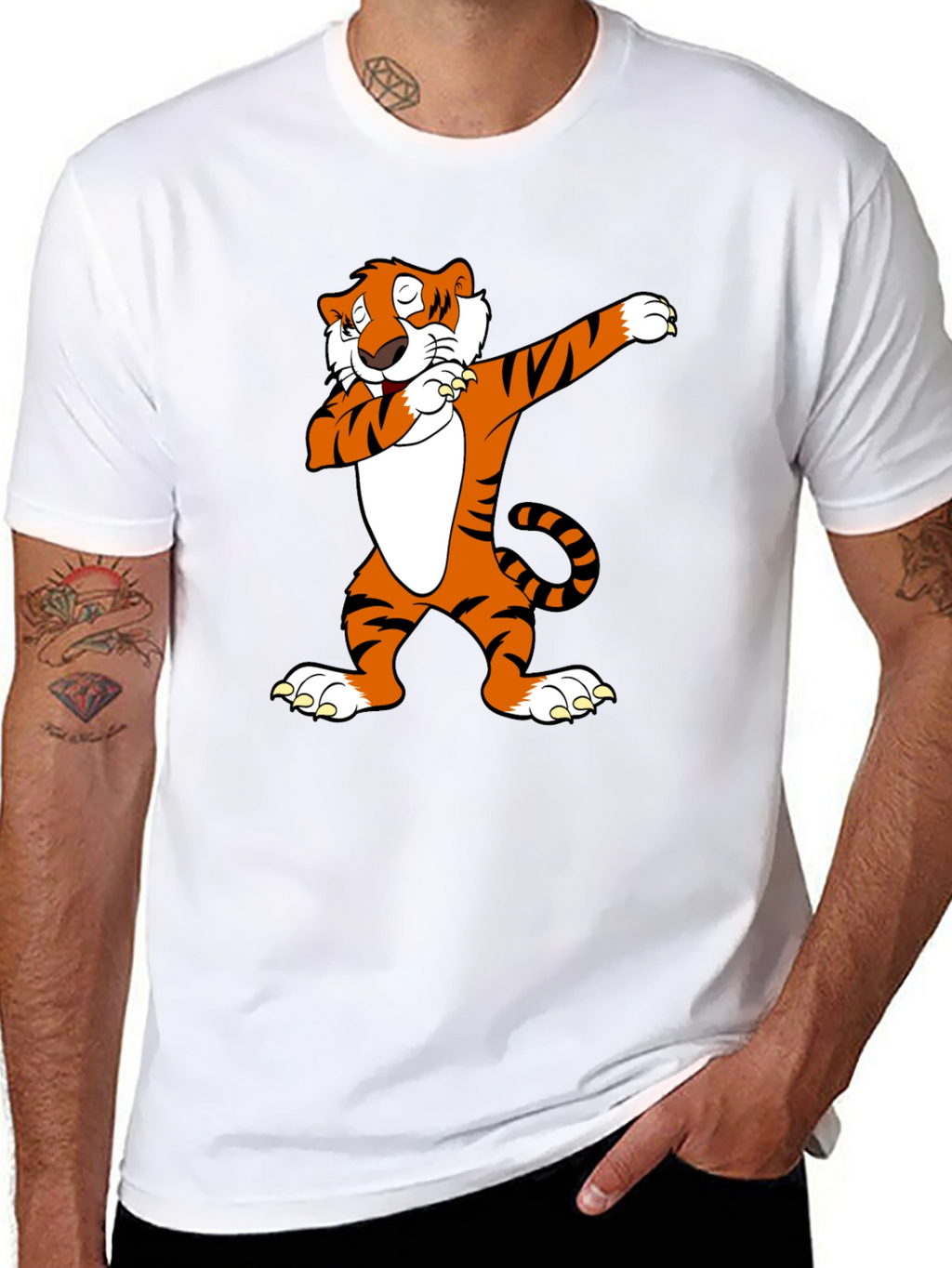 Dabbing Tiger Graphic Tee - Cool Black T-Shirt