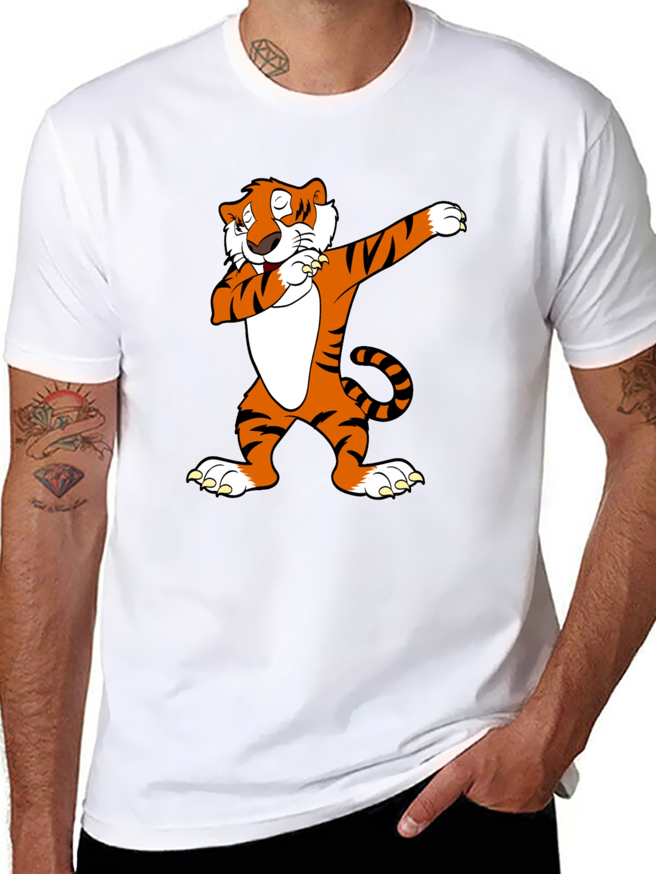 Dabbing Tiger Graphic Tee - Cool Black T-Shirt
