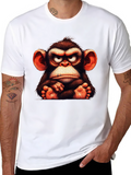 Grumpy Monkey Graphic Tee - Black Cotton T-Shirt