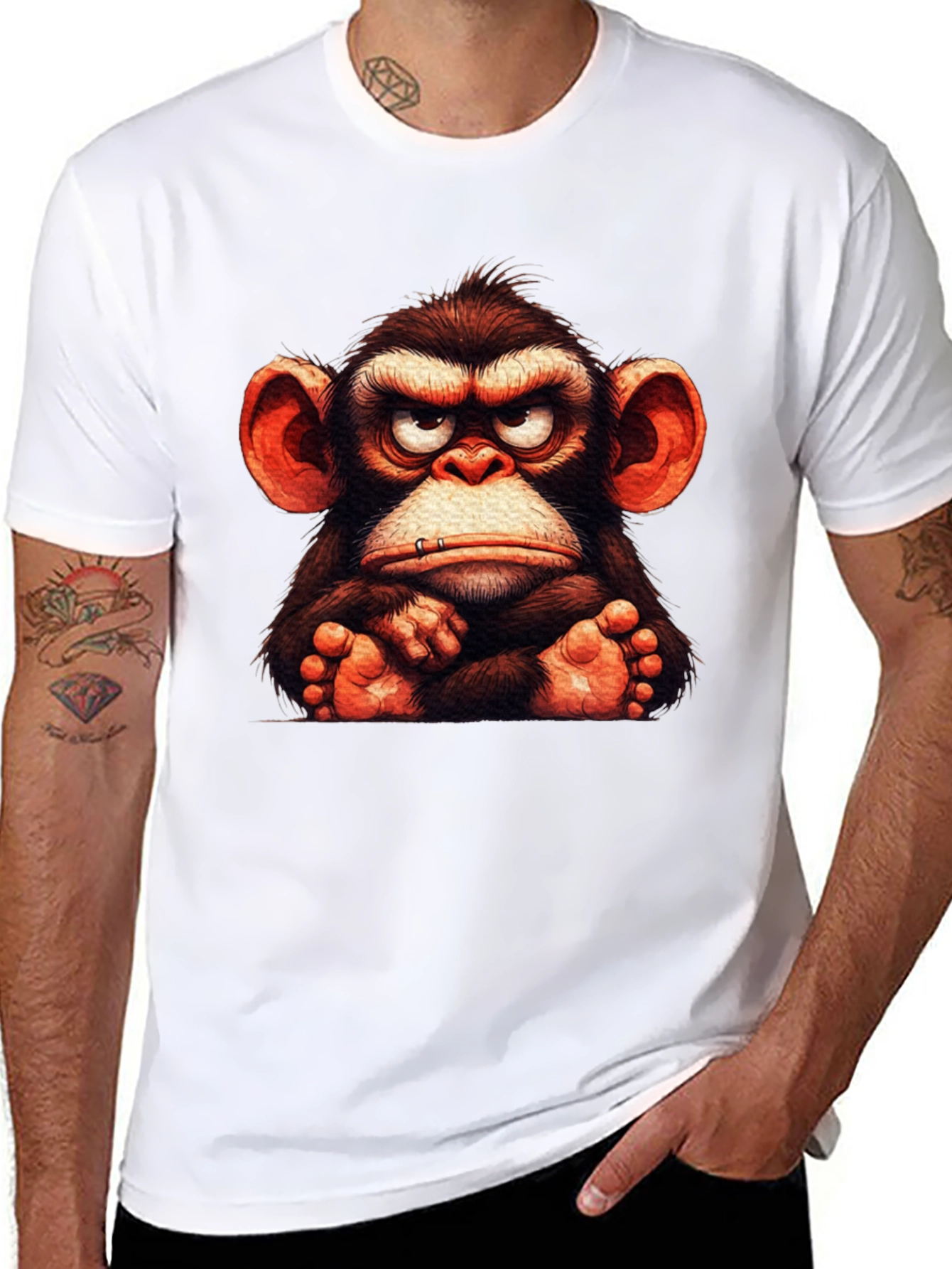 Grumpy Monkey Graphic Tee - Black Cotton T-Shirt