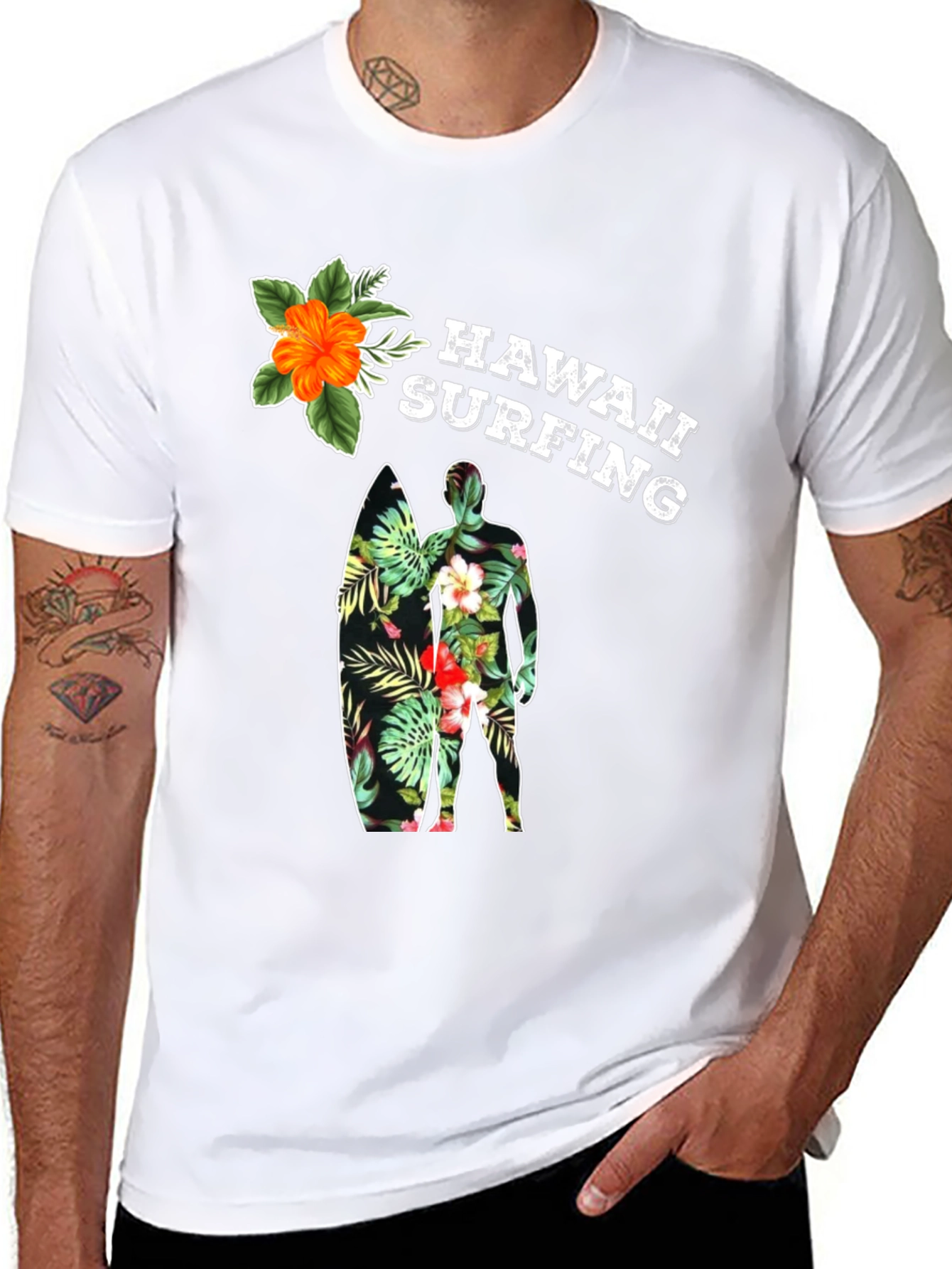Hawaii Surfing Floral T-Shirt