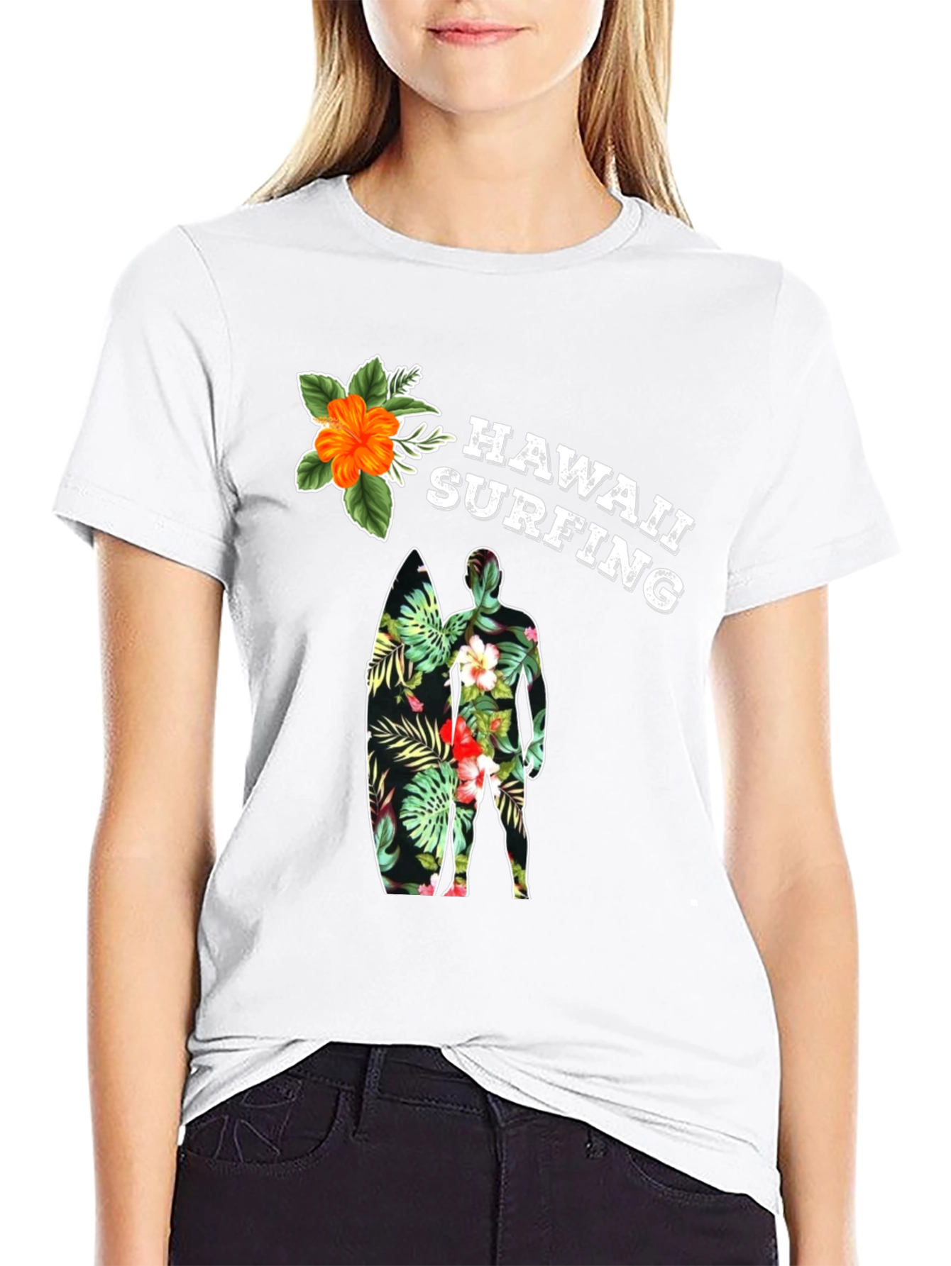 Hawaii Surfing Floral T-Shirt