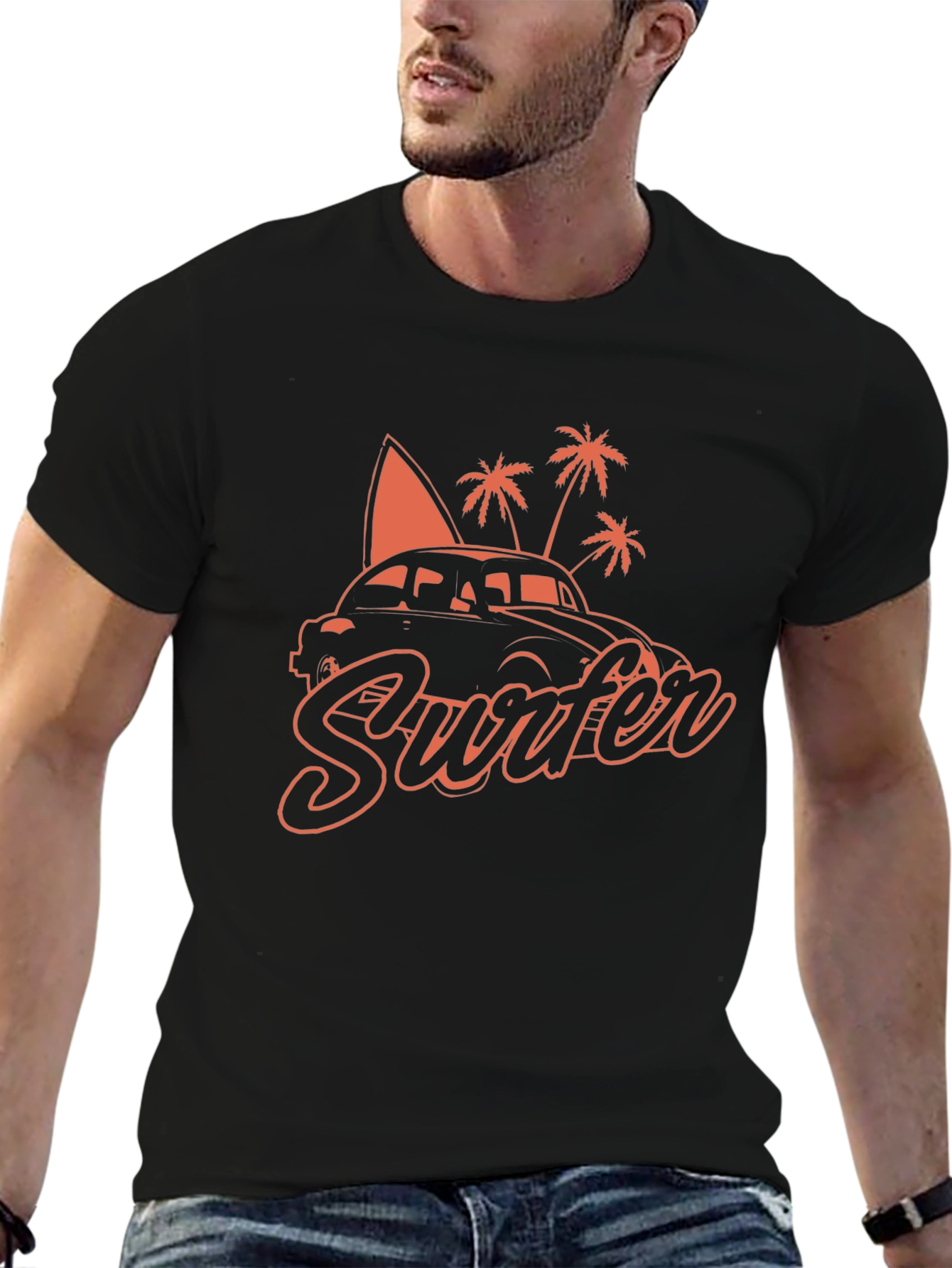 Retro Surfer Car T-Shirt - Black