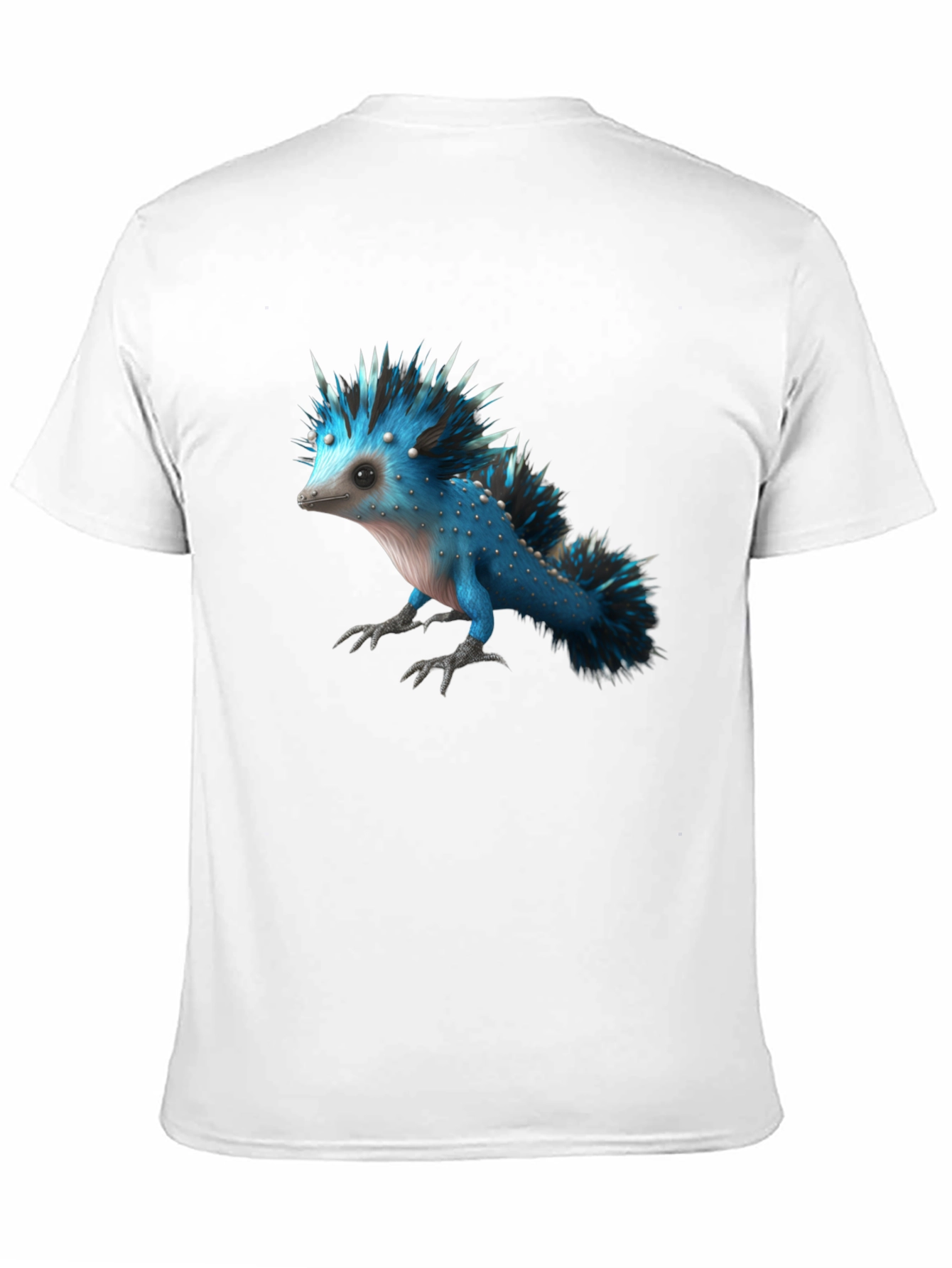 Mens Black T-Shirt with Blue Creature Graphic