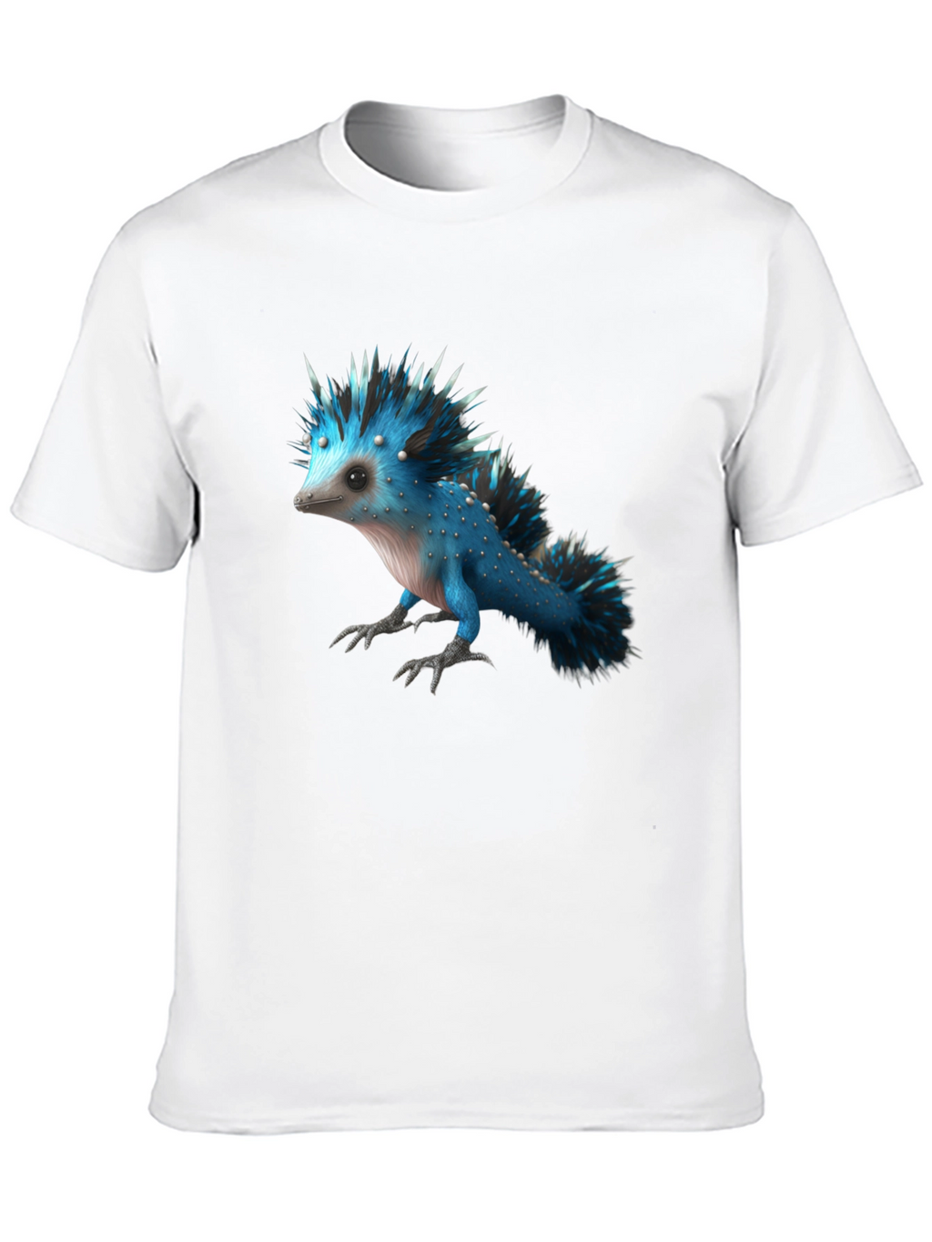 Mens Black T-Shirt with Blue Creature Graphic