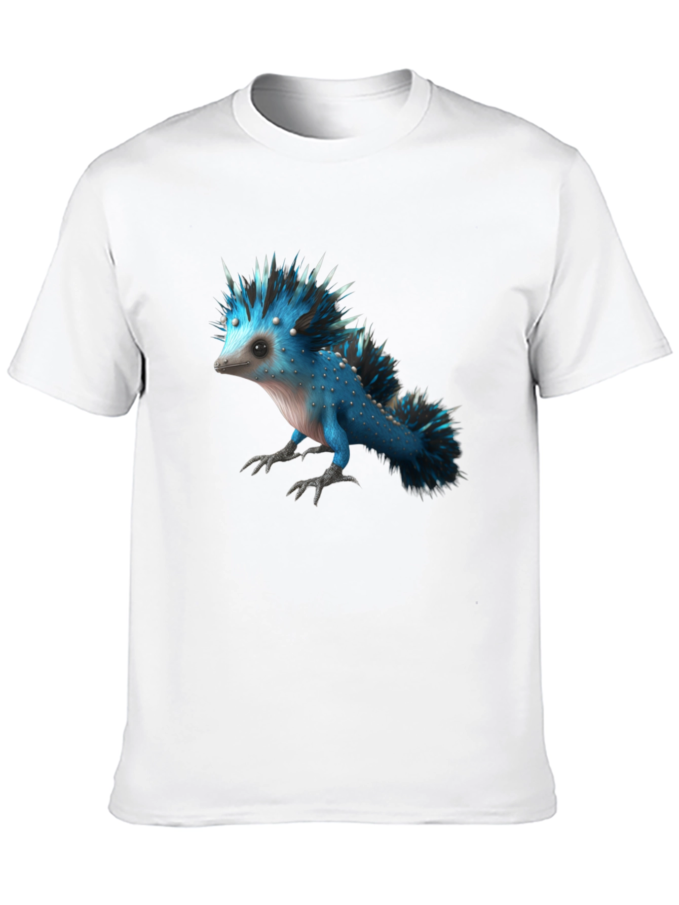 Mens Black T-Shirt with Blue Creature Graphic