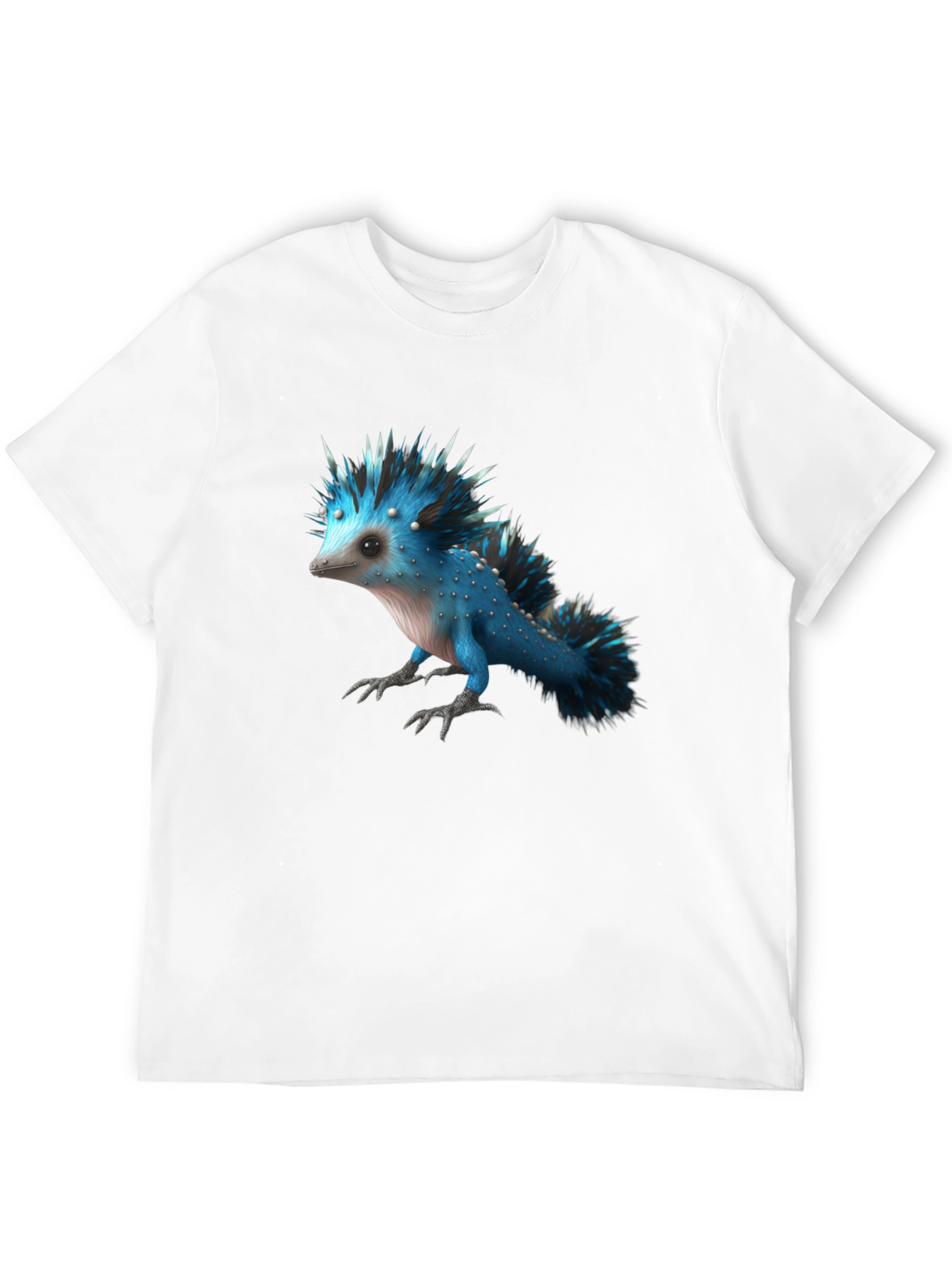Mens Black T-Shirt with Blue Creature Graphic