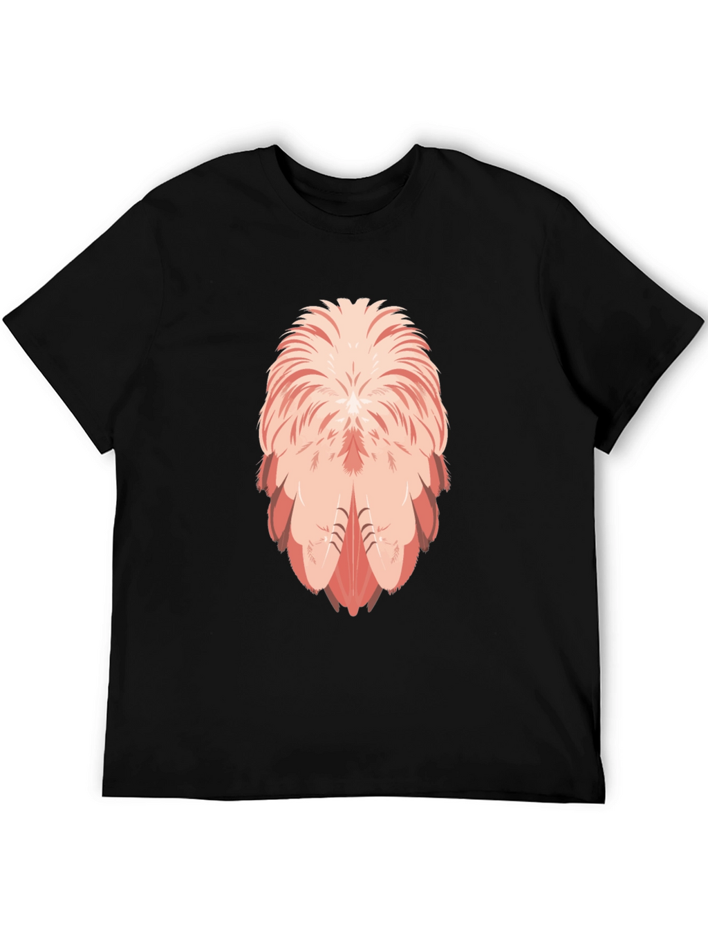 Flamingo Feather Design Black T-Shirt