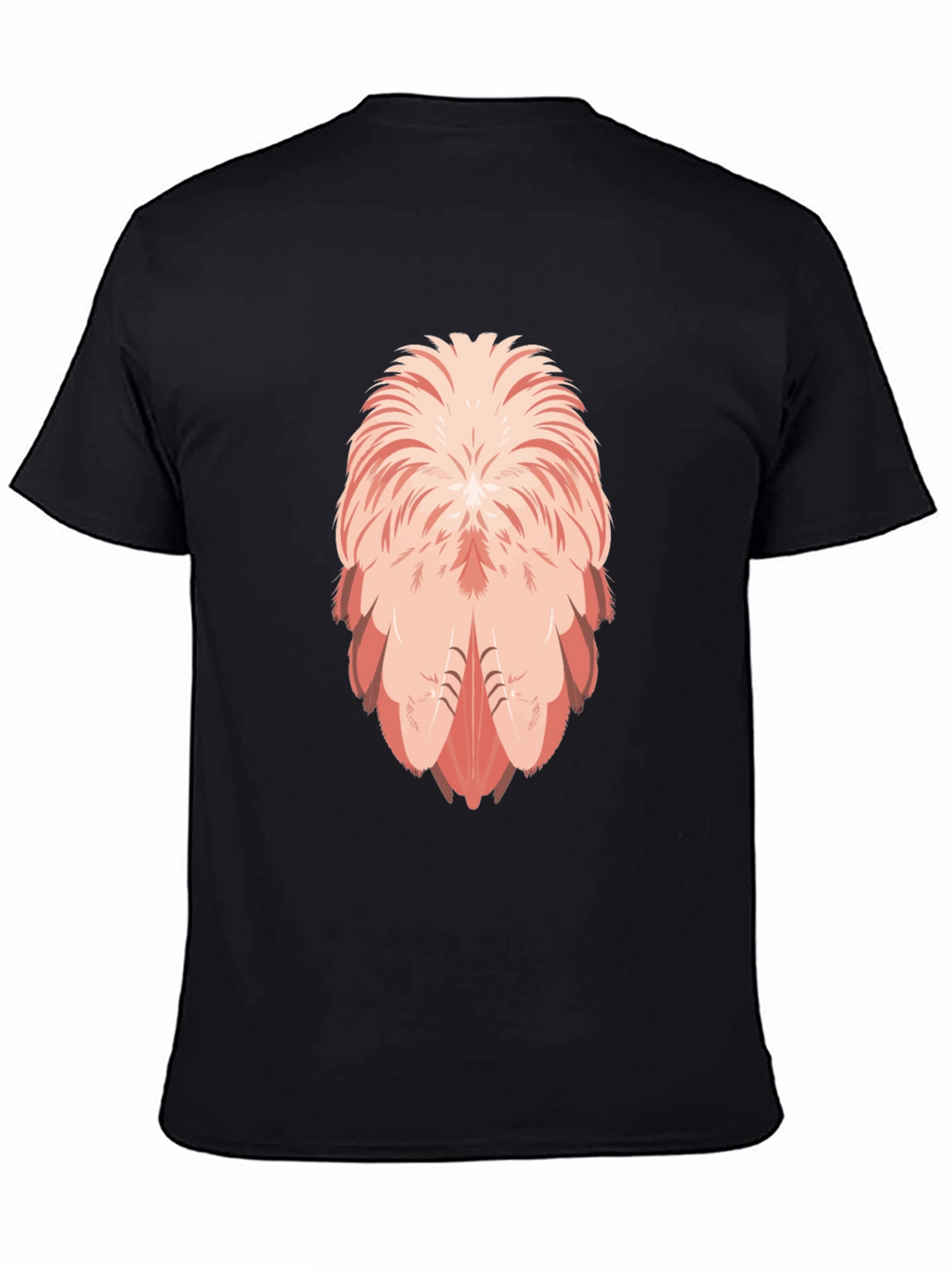 Flamingo Feather Design Black T-Shirt