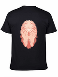 Flamingo Feather Design Black T-Shirt