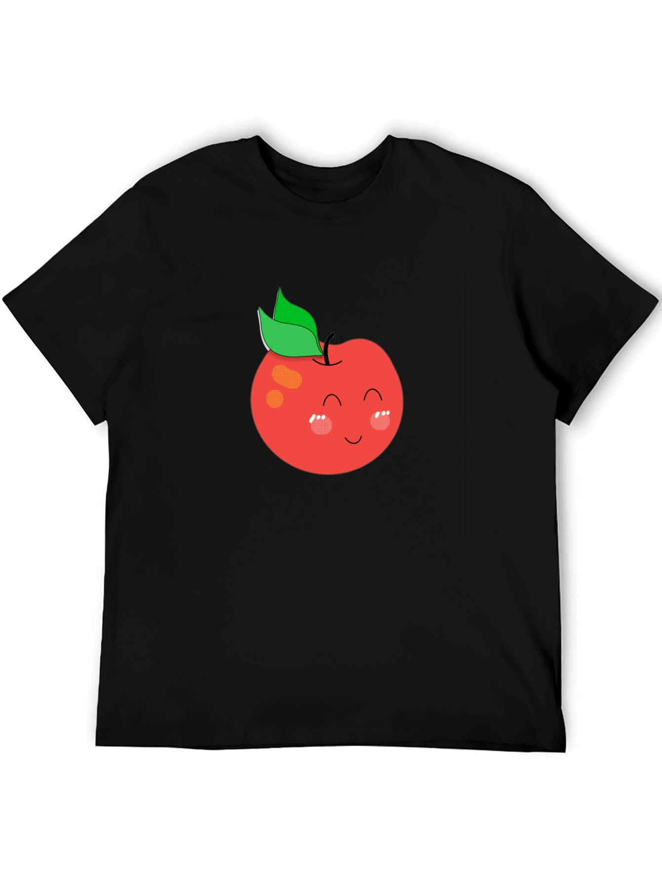 Cute Apple Graphic Black T-Shirt