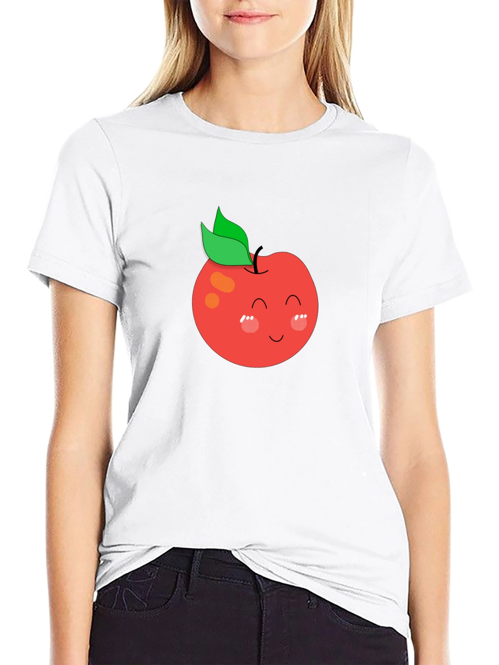 Cute Apple Graphic Black T-Shirt