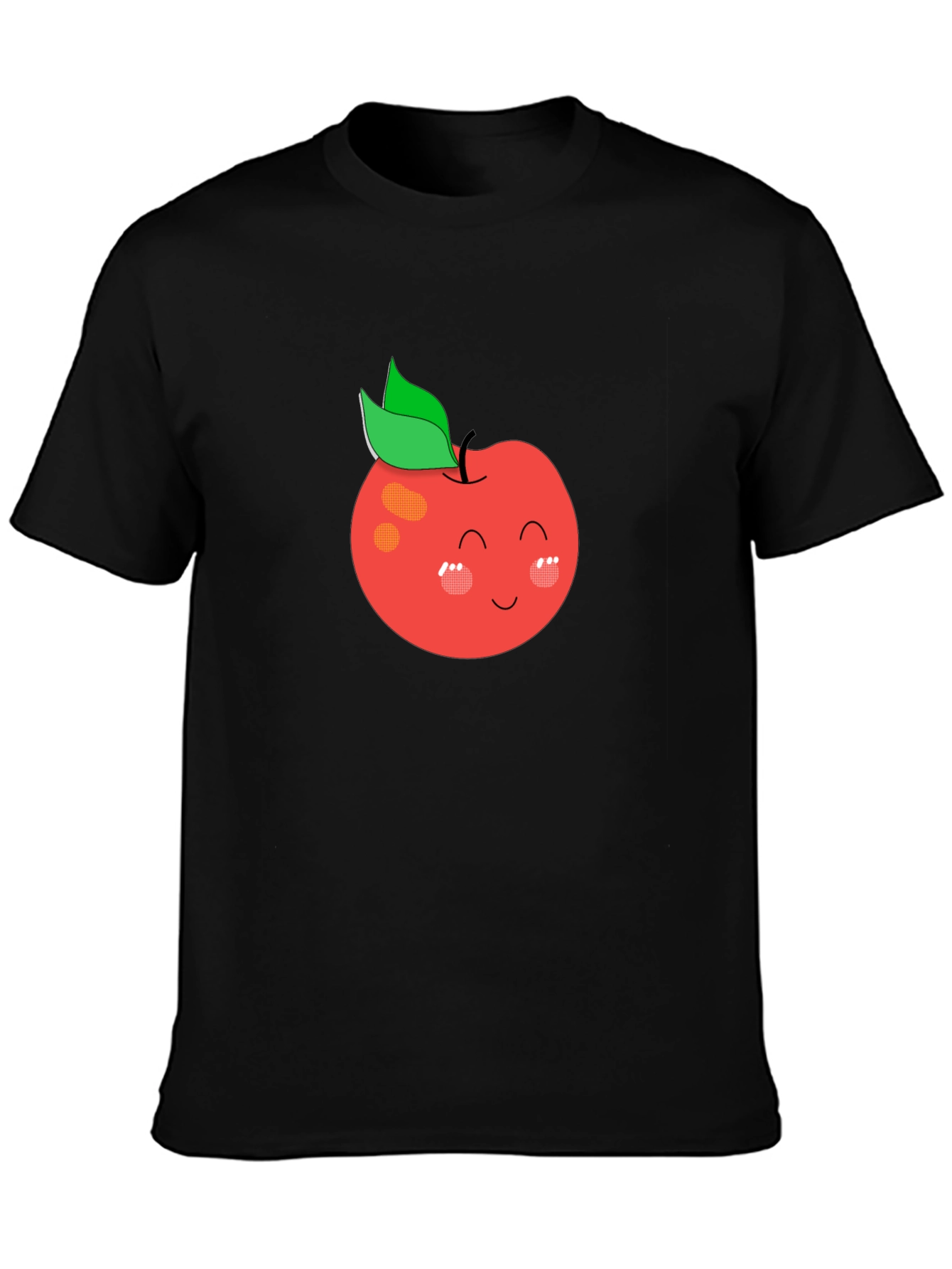 Cute Apple Graphic Black T-Shirt