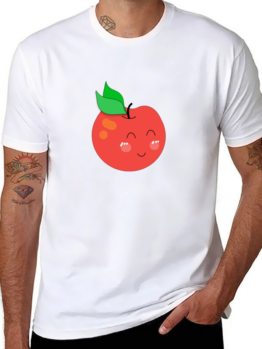 Cute Apple Graphic Black T-Shirt