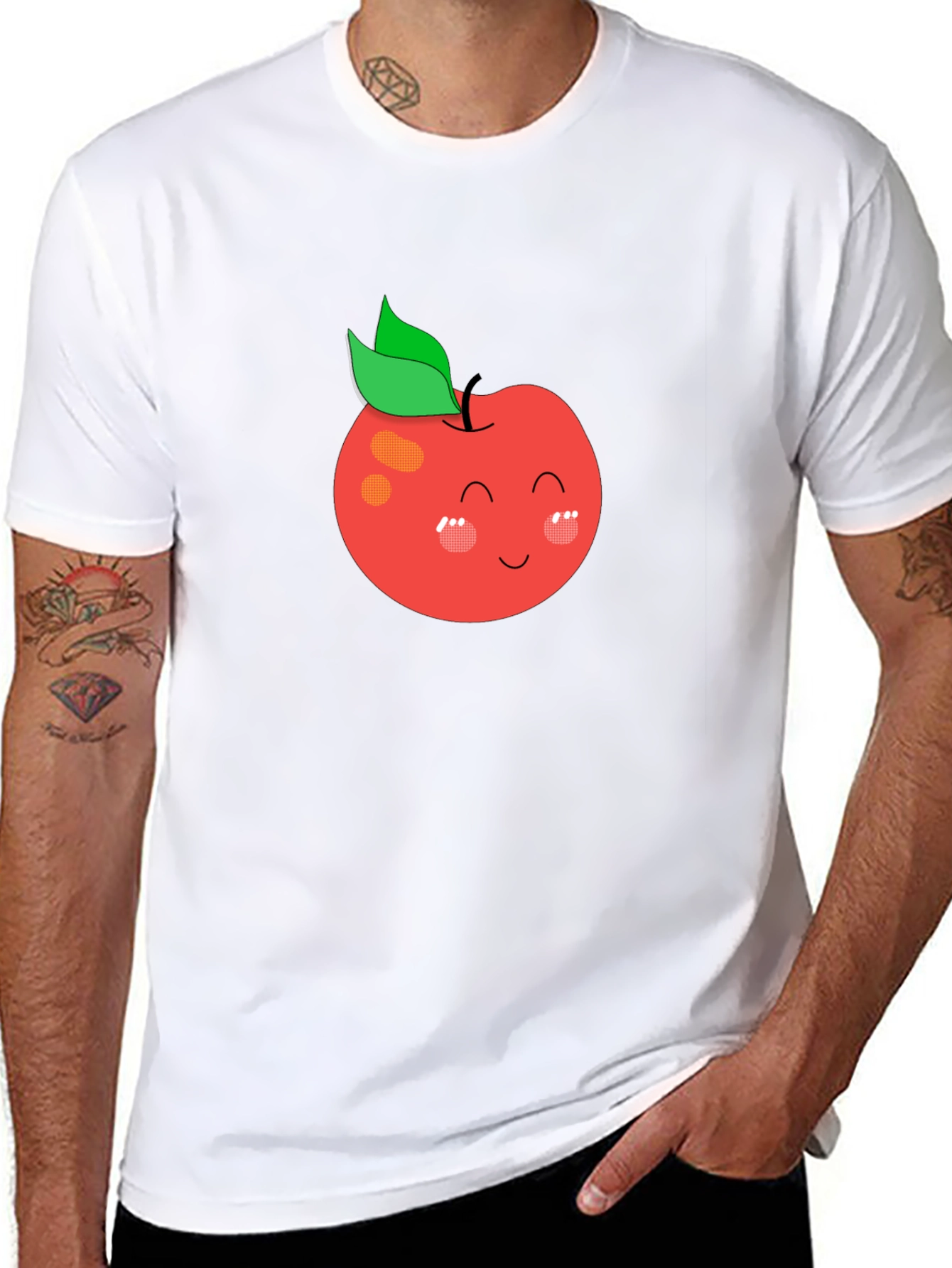 Cute Apple Graphic Black T-Shirt
