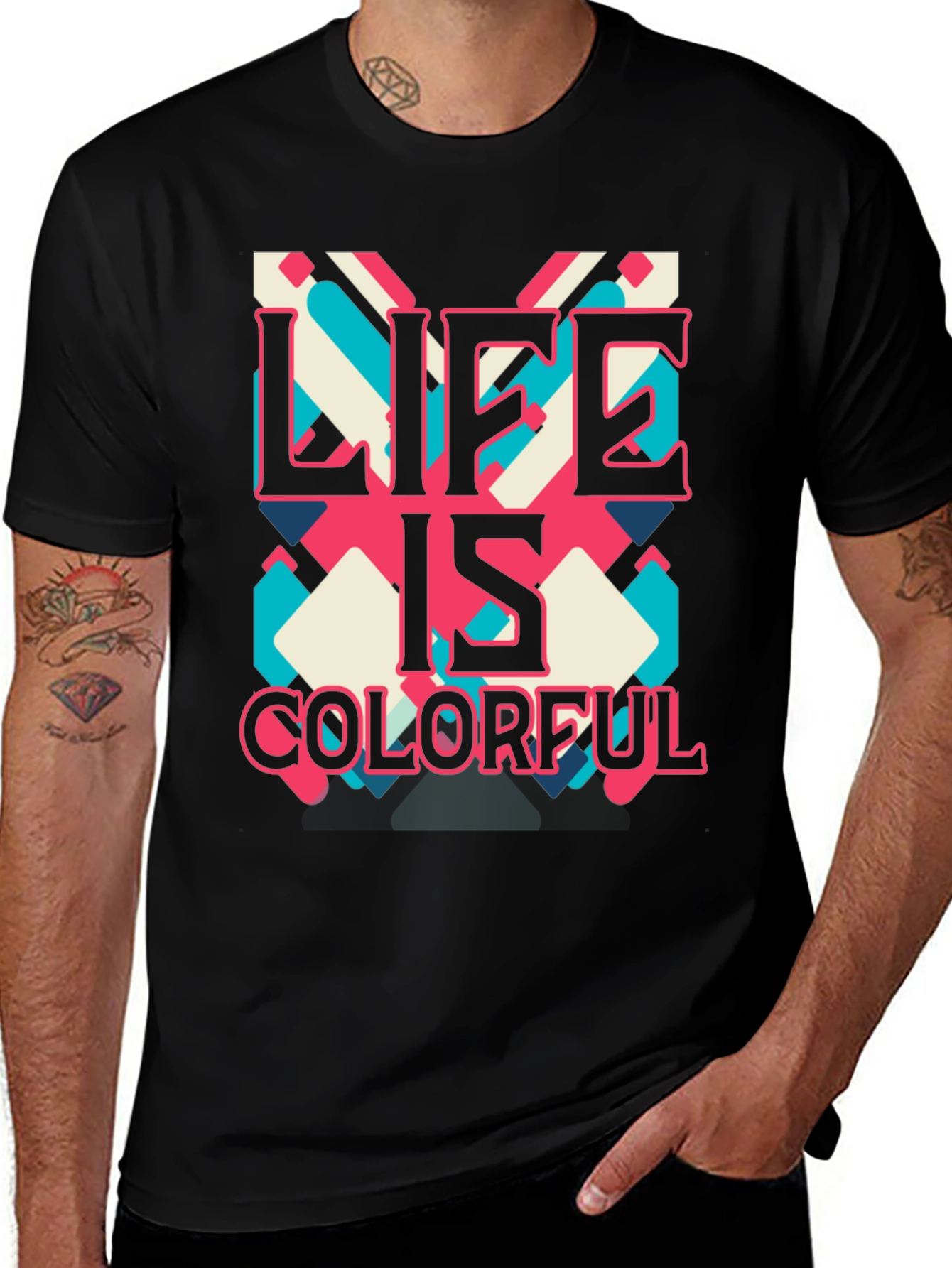 Life is Colorful Graphic Tee - Retro Design T-Shirt