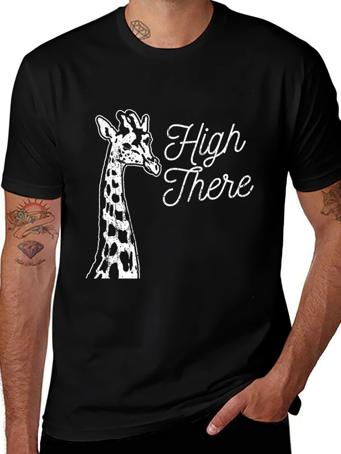 High There Giraffe Graphic Tee - Black