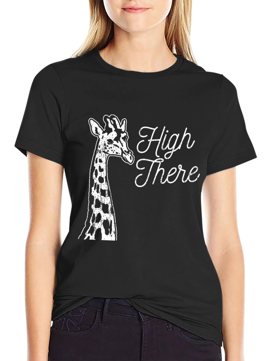 High There Giraffe Graphic Tee - Black