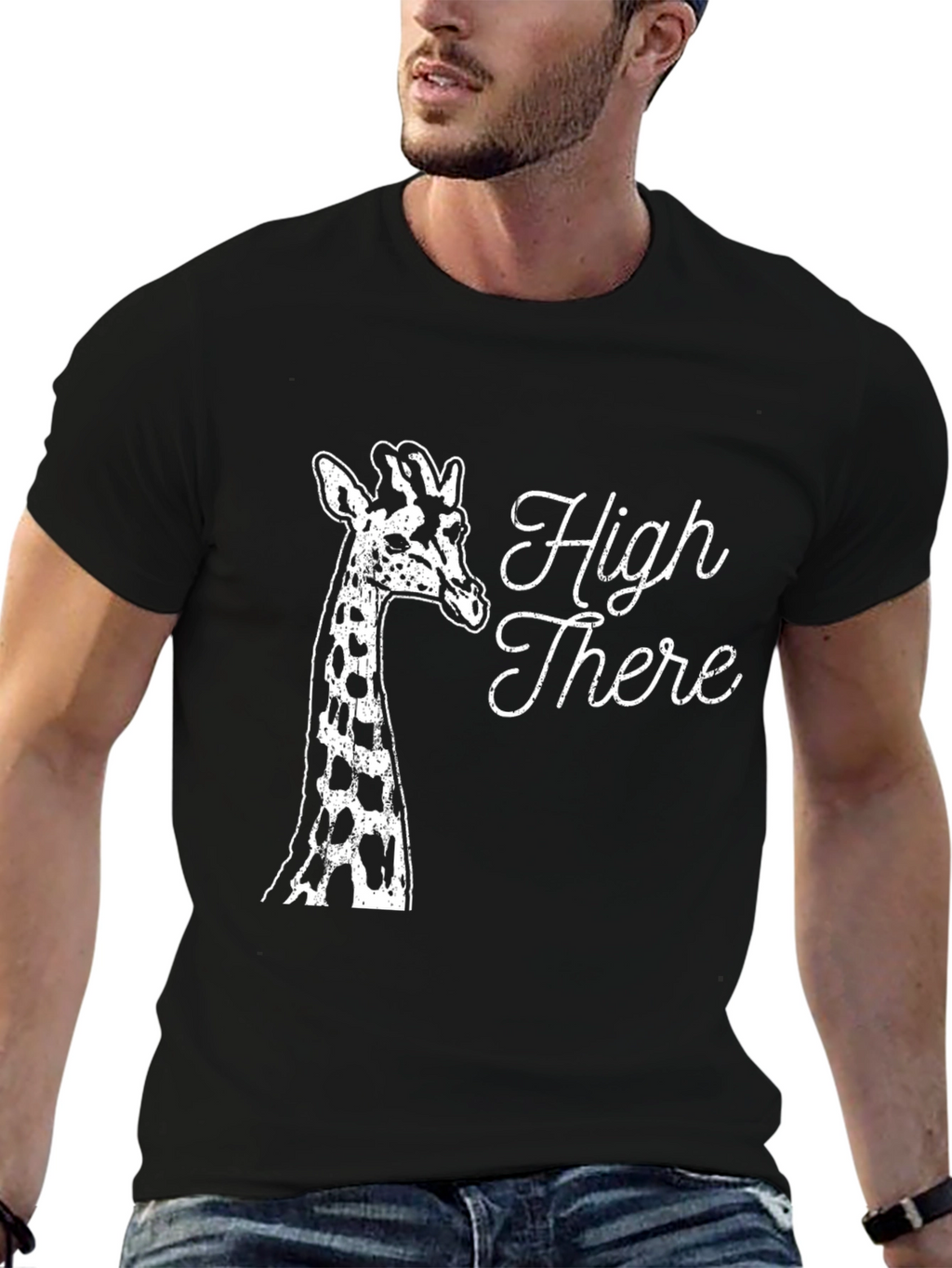 High There Giraffe Graphic Tee - Black