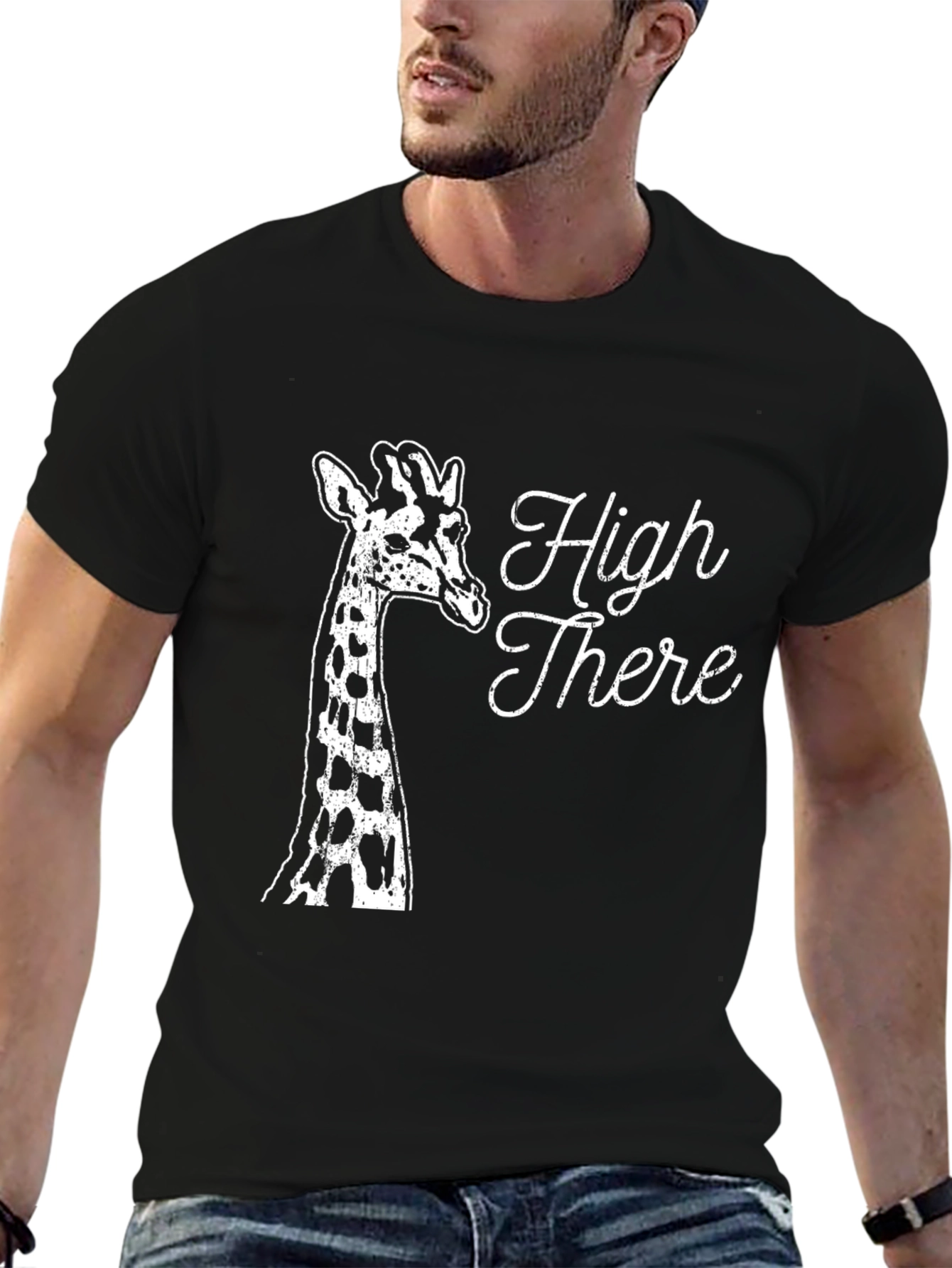 High There Giraffe Graphic Tee - Black
