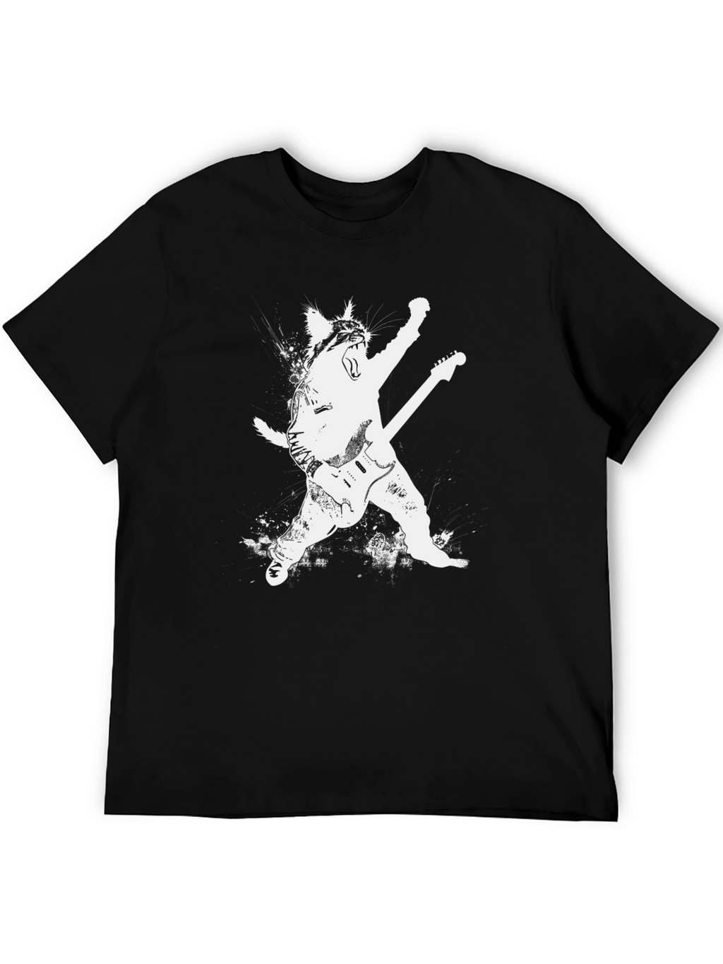 Rock Cat Graphic Tee - Black Unisex Shirt