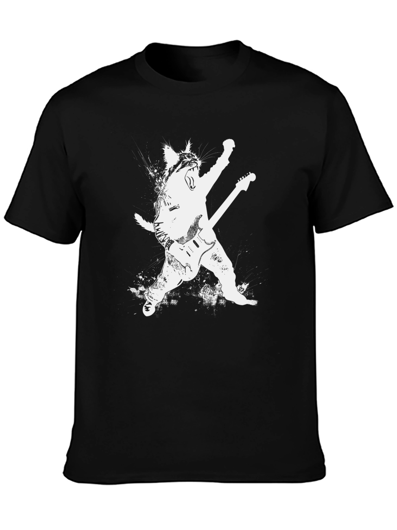 Rock Cat Graphic Tee - Black Unisex Shirt