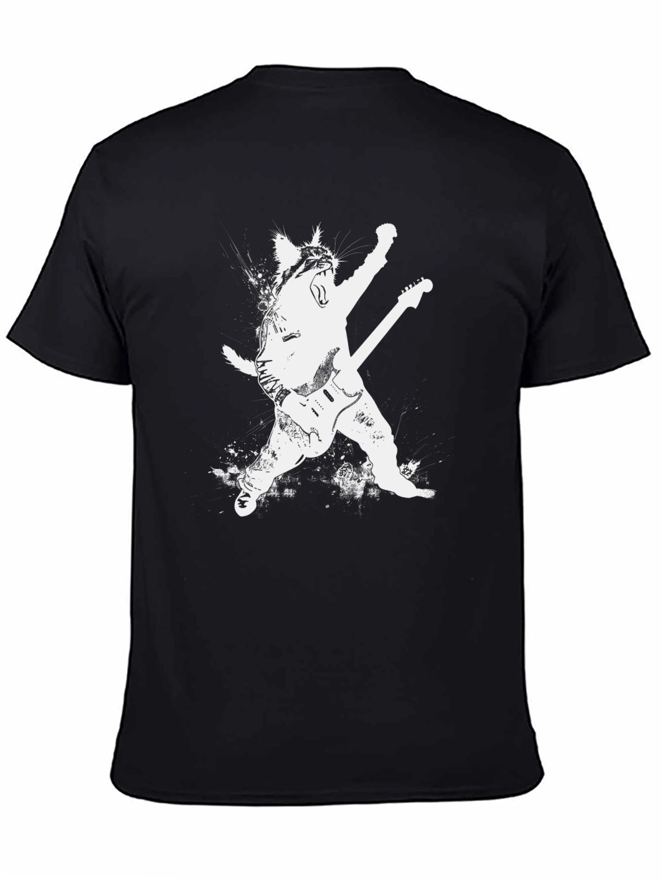 Rock Cat Graphic Tee - Black Unisex Shirt