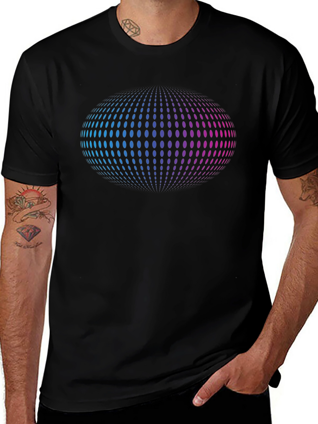 Abstract Sphere Graphic T-Shirt - Black
