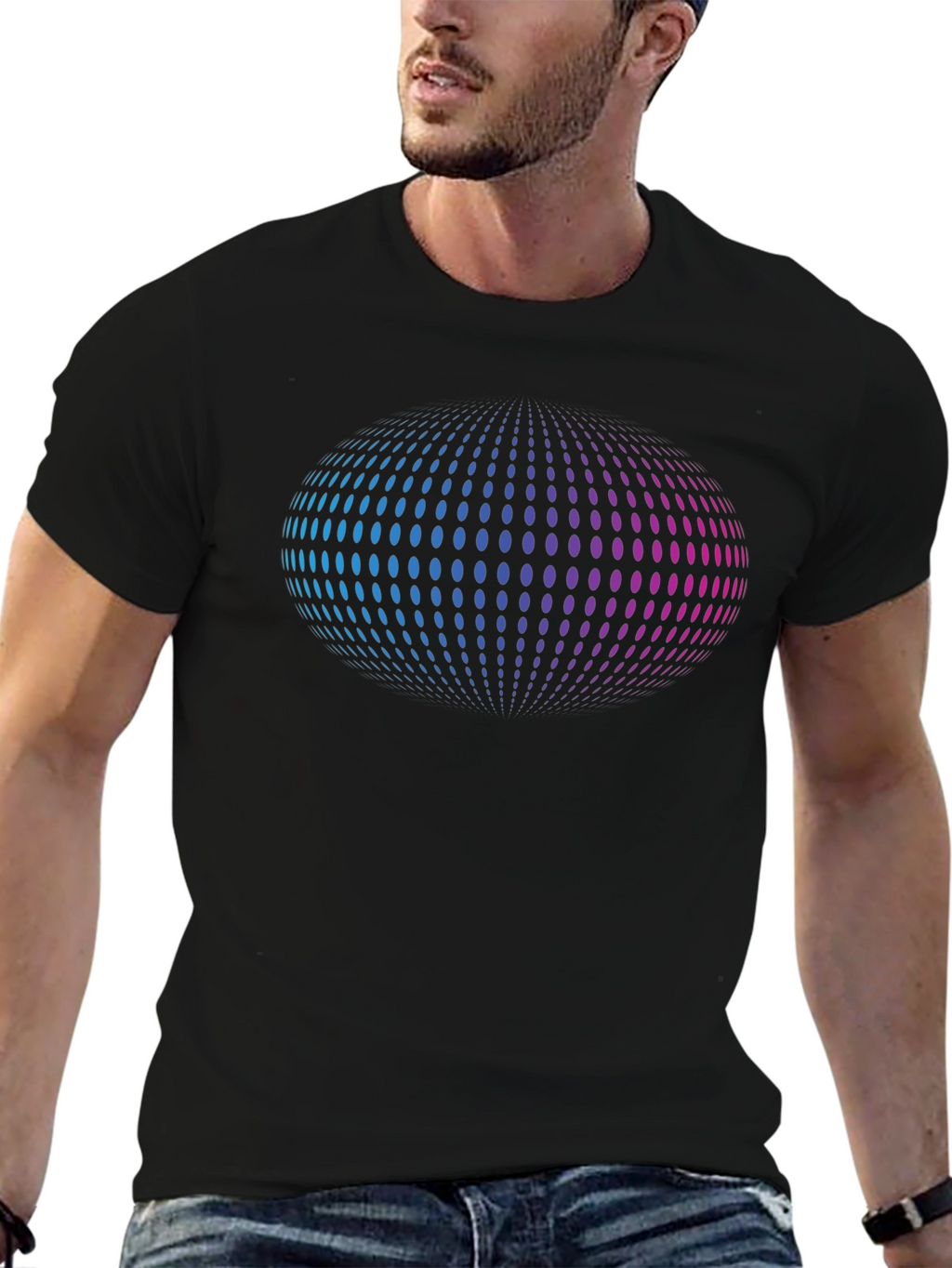 Abstract Sphere Graphic T-Shirt - Black