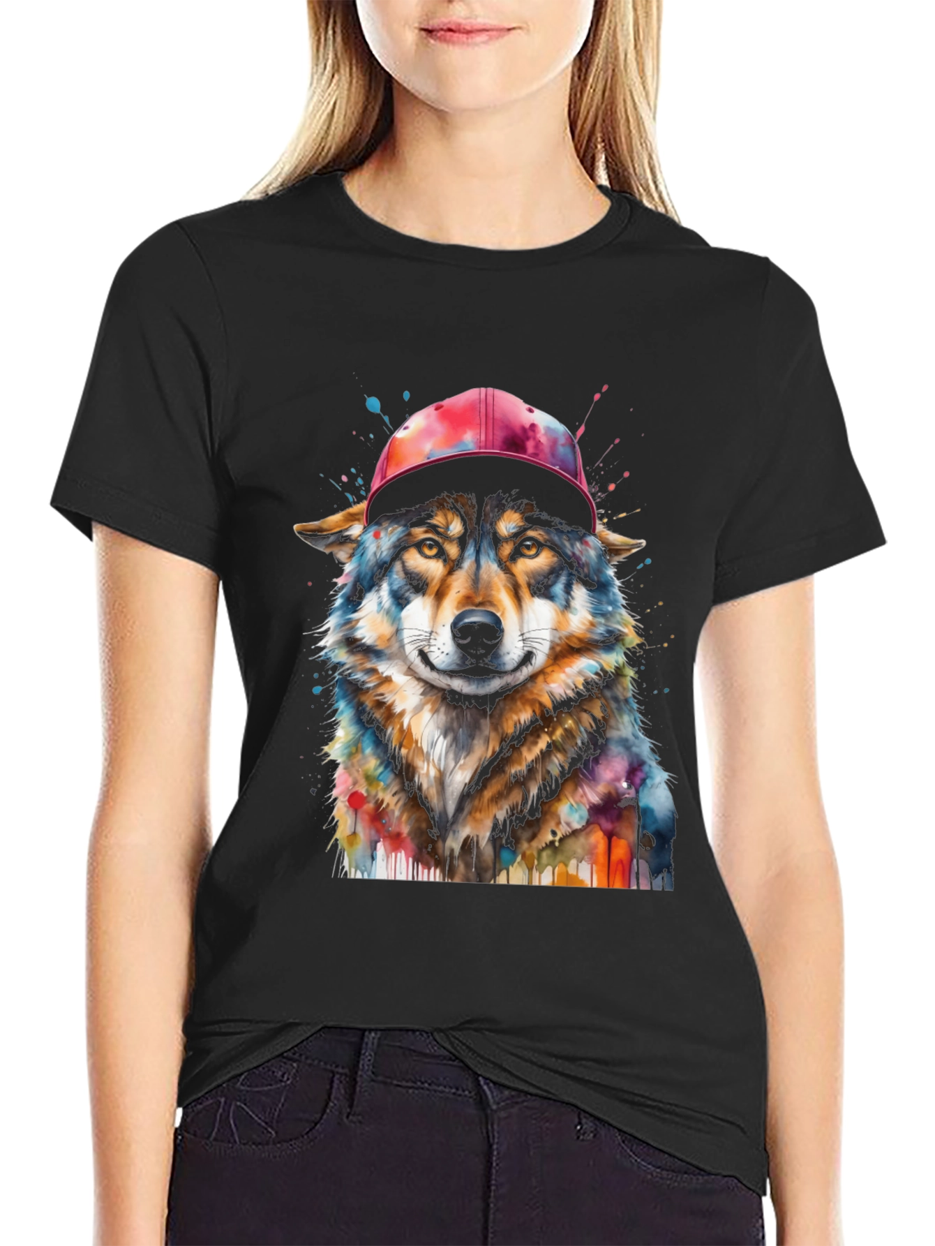 Cool Wolf Tee - Watercolor Graphic