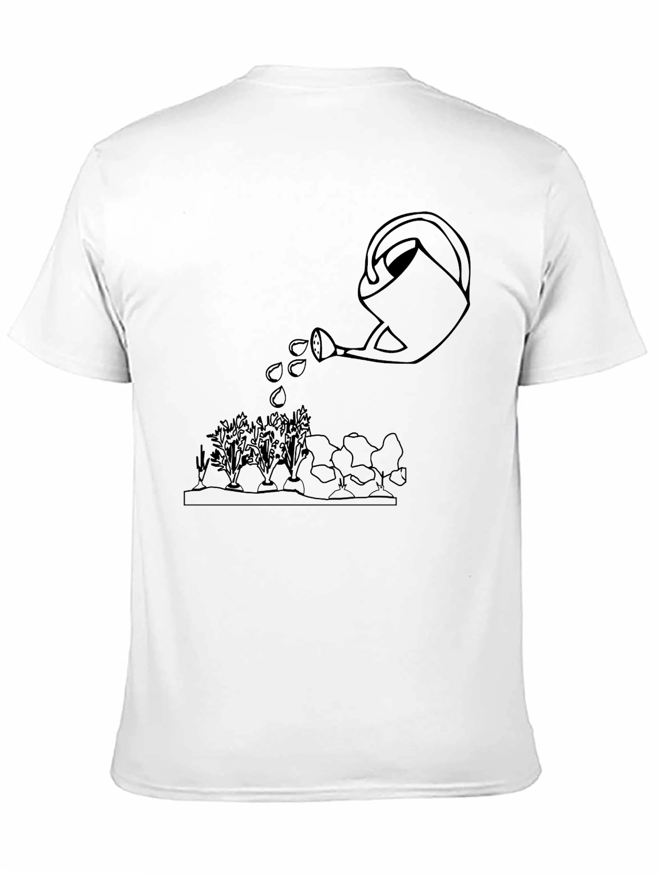 Gardening Tee: Watering Can Graphic Black T-Shirt