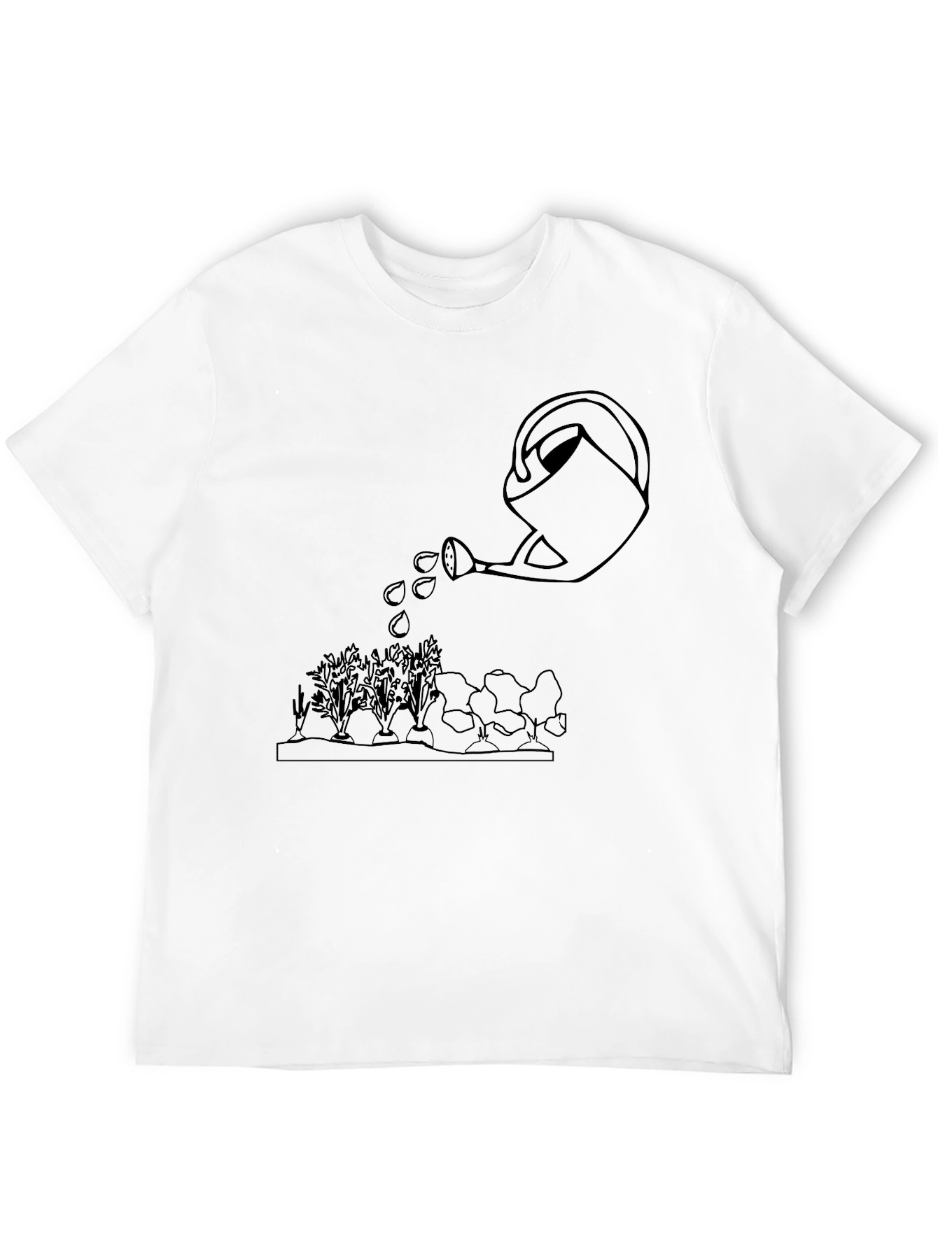 Gardening Tee: Watering Can Graphic Black T-Shirt