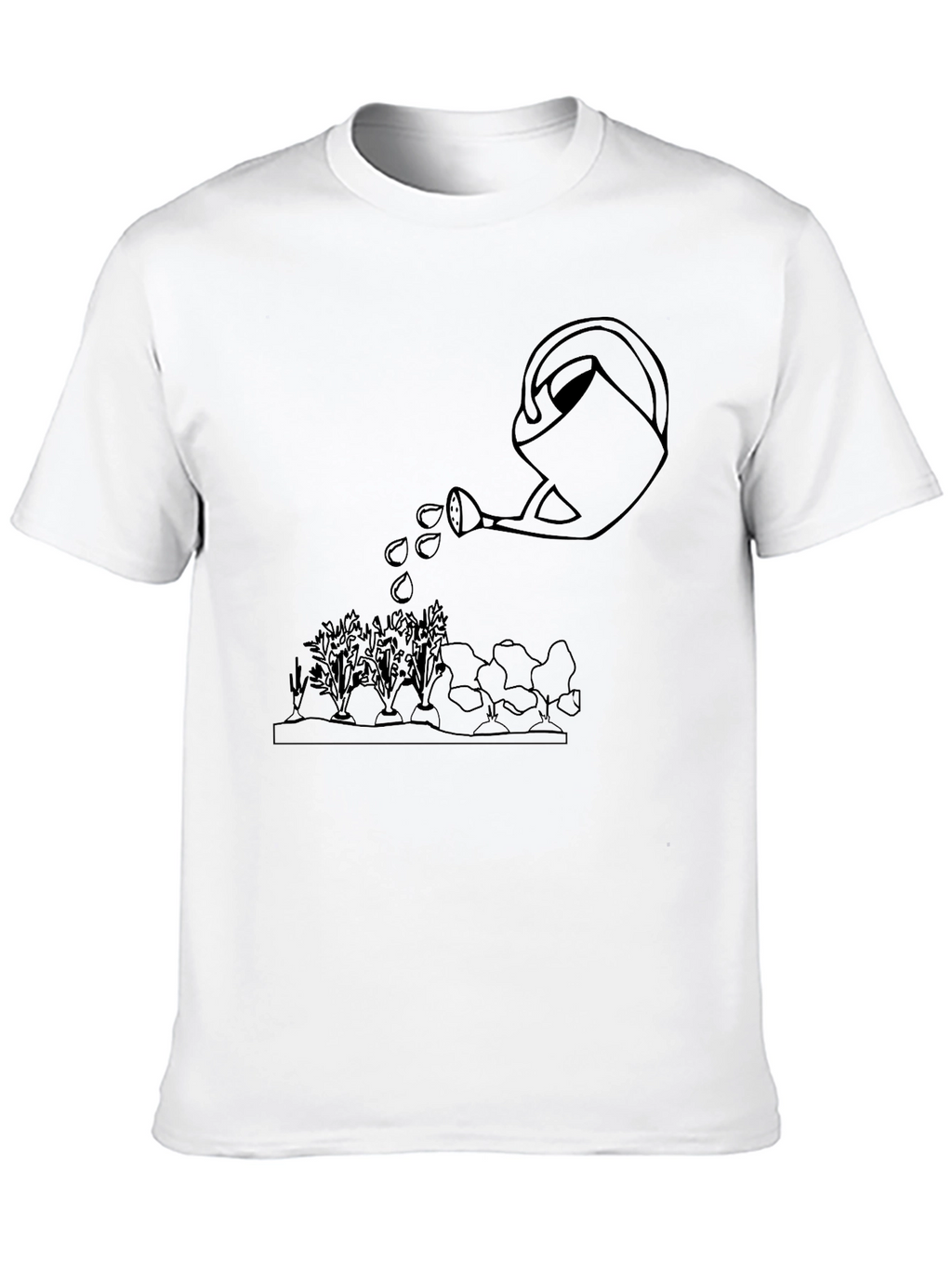 Gardening Tee: Watering Can Graphic Black T-Shirt