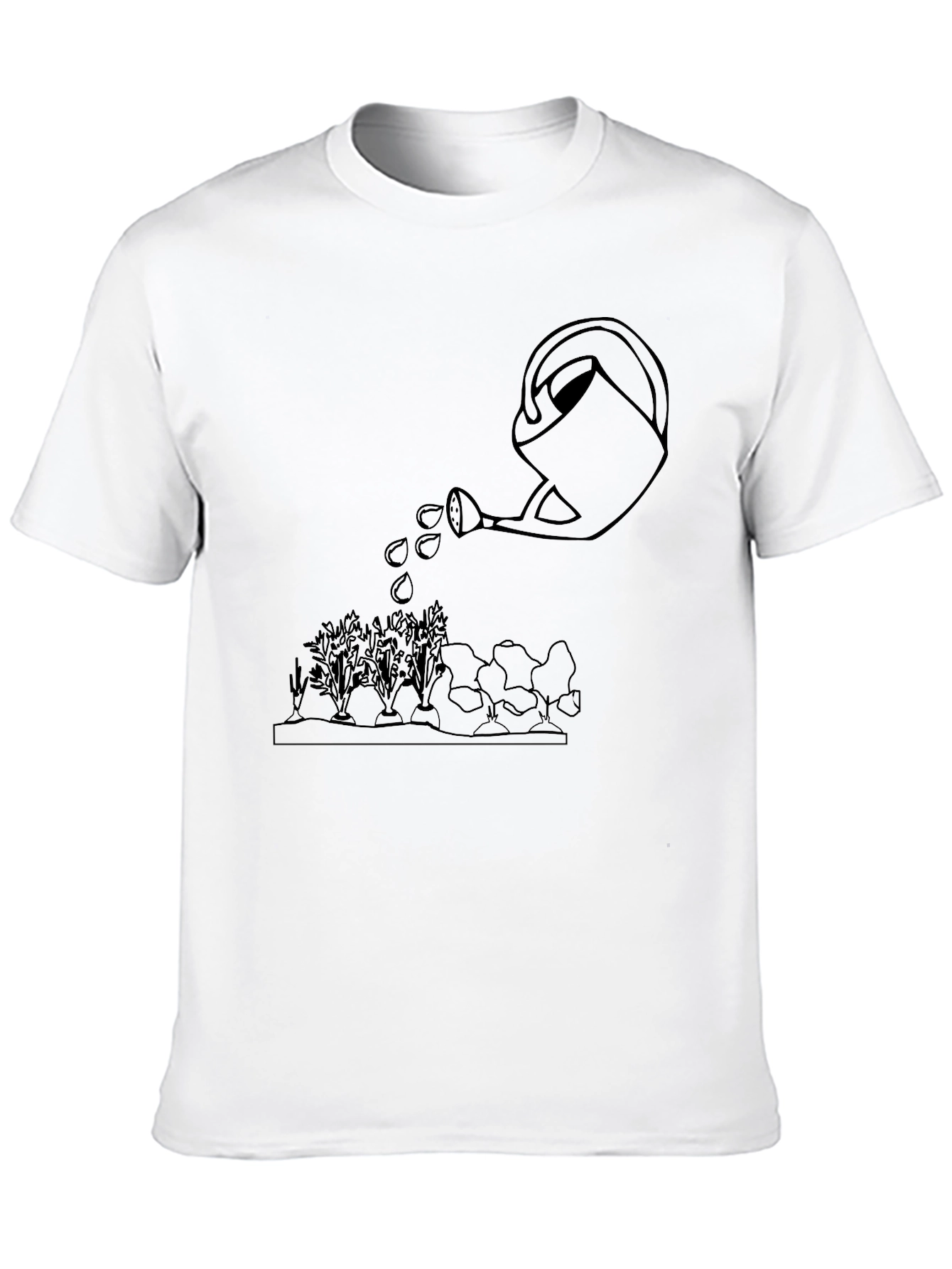 Gardening Tee: Watering Can Graphic Black T-Shirt