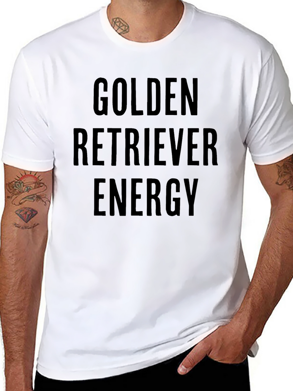 Golden Retriever Energy Black Graphic Tee