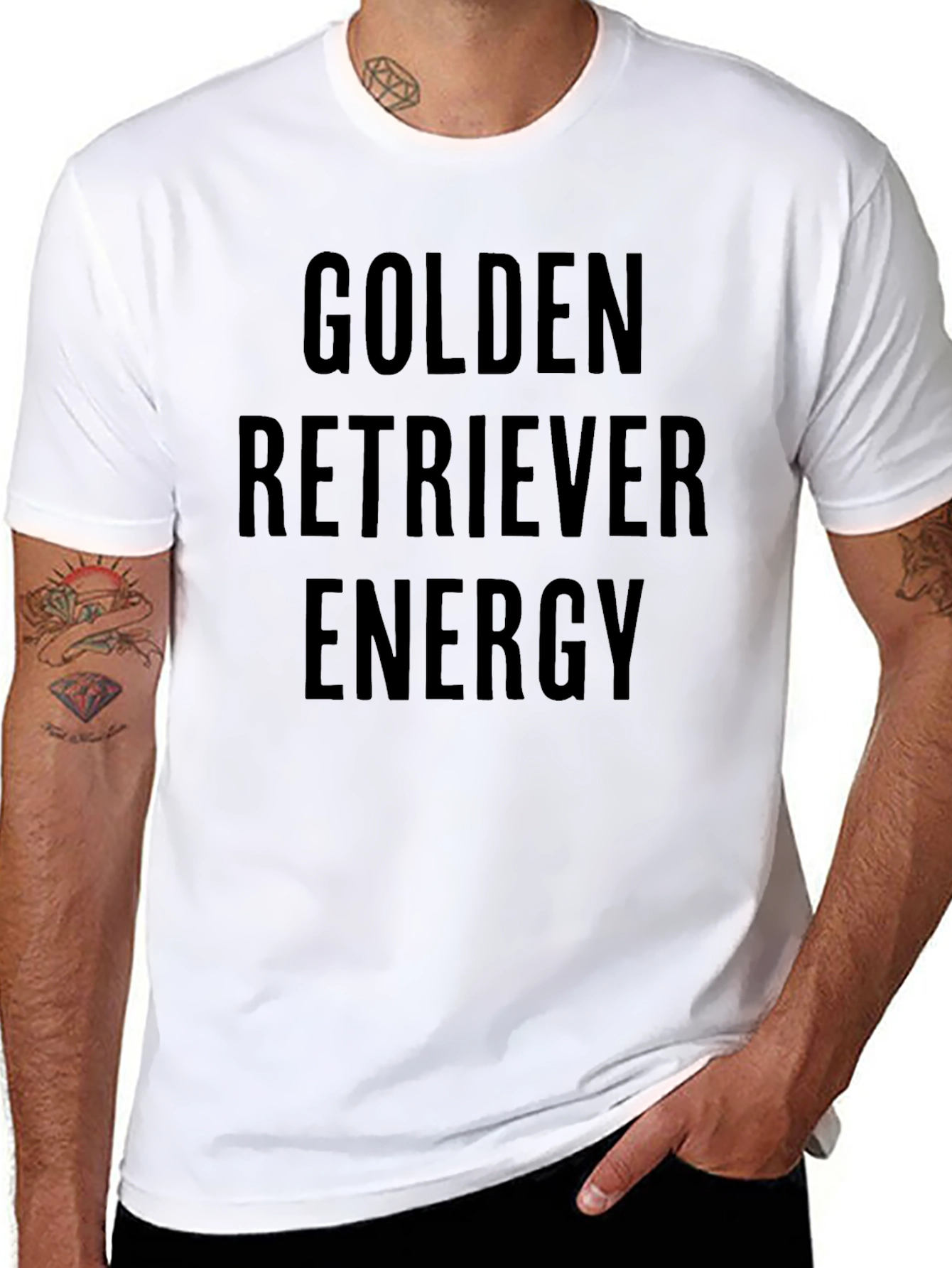 Golden Retriever Energy Black Graphic Tee