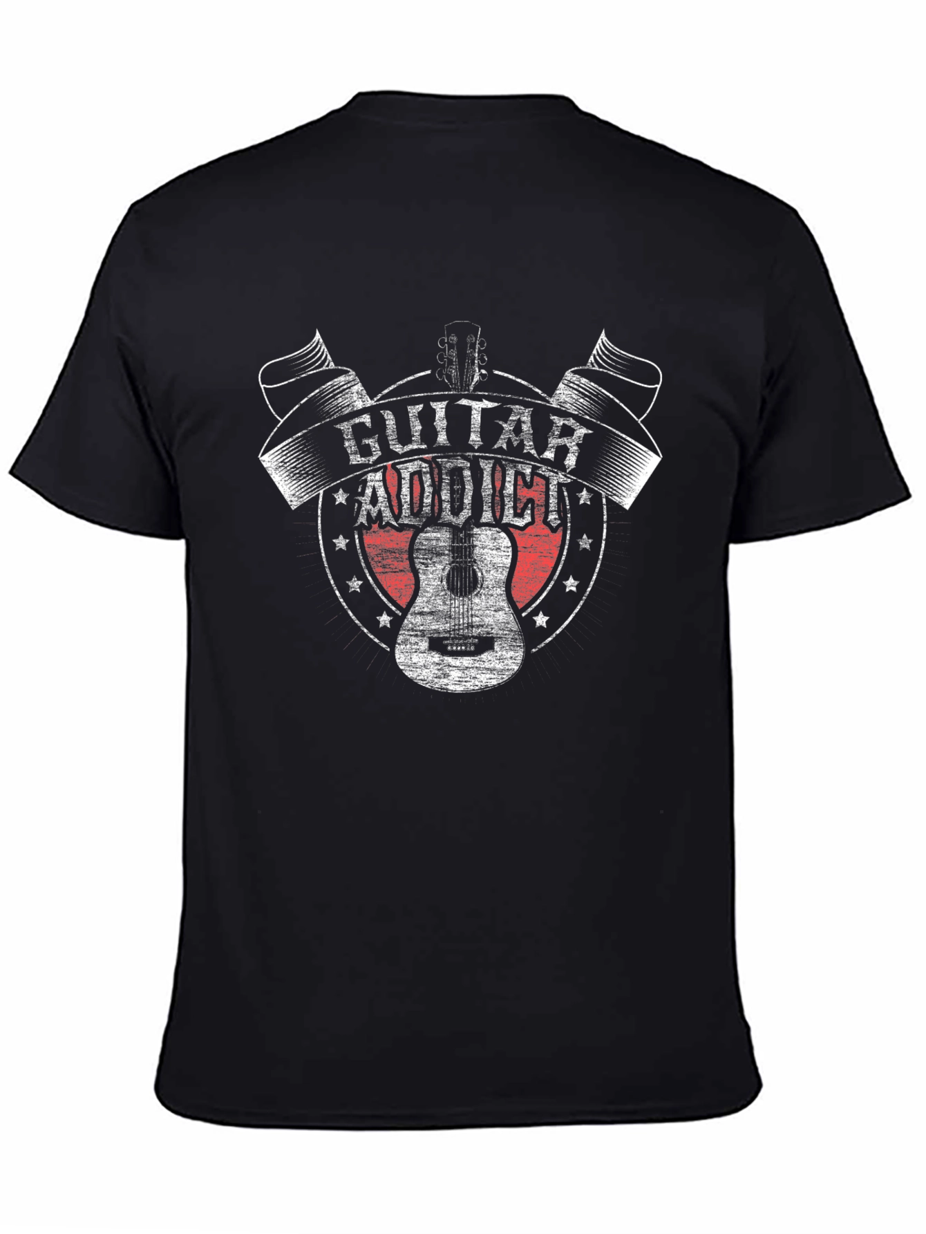 Guitar Addict Graphic Tee - Black Cotton T-Shirt