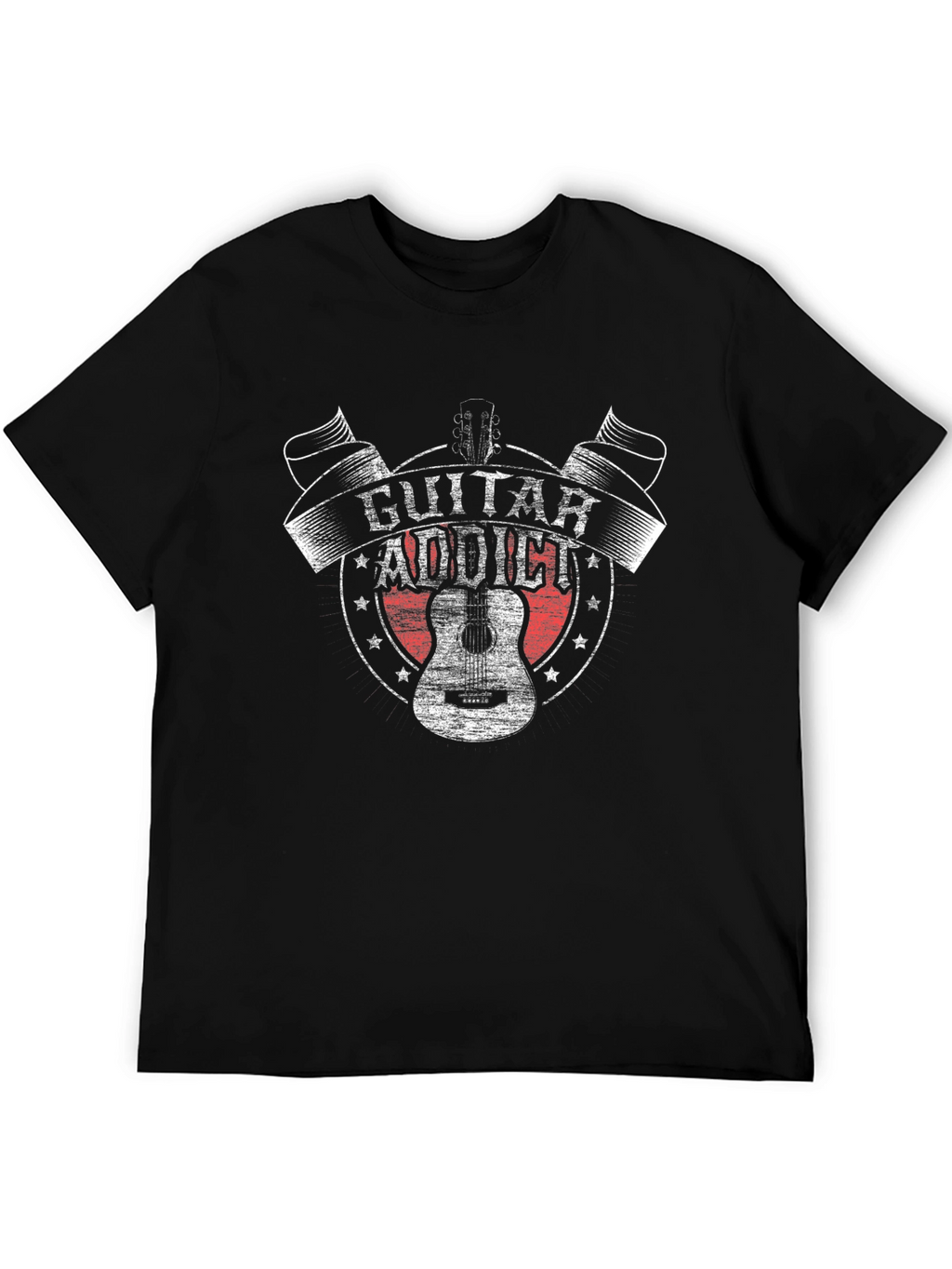 Guitar Addict Graphic Tee - Black Cotton T-Shirt