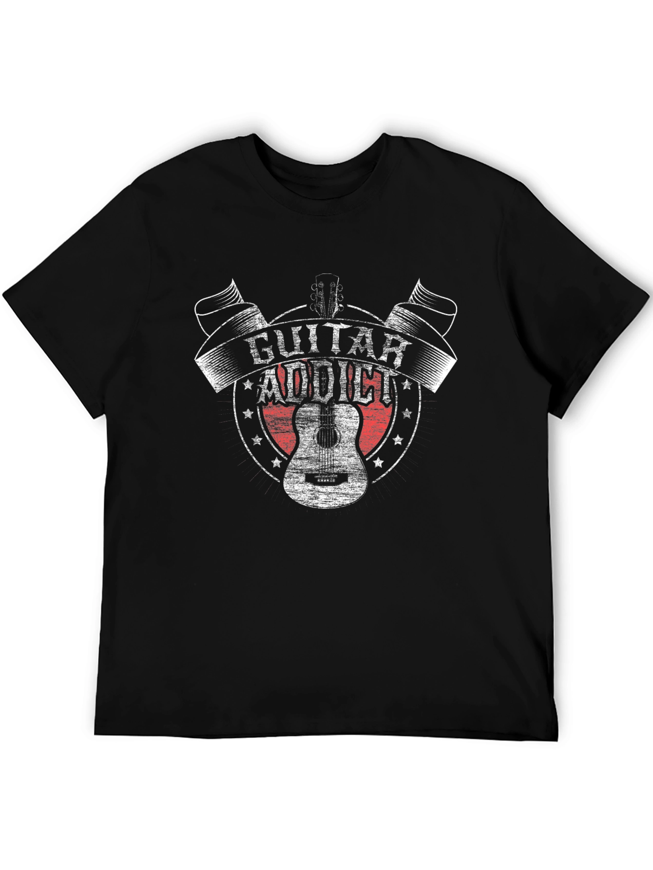 Guitar Addict Graphic Tee - Black Cotton T-Shirt