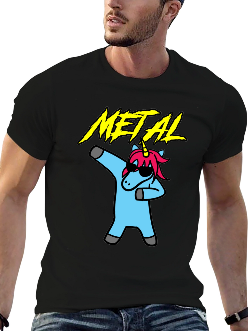 Metal Unicorn Dab T-Shirt - Black