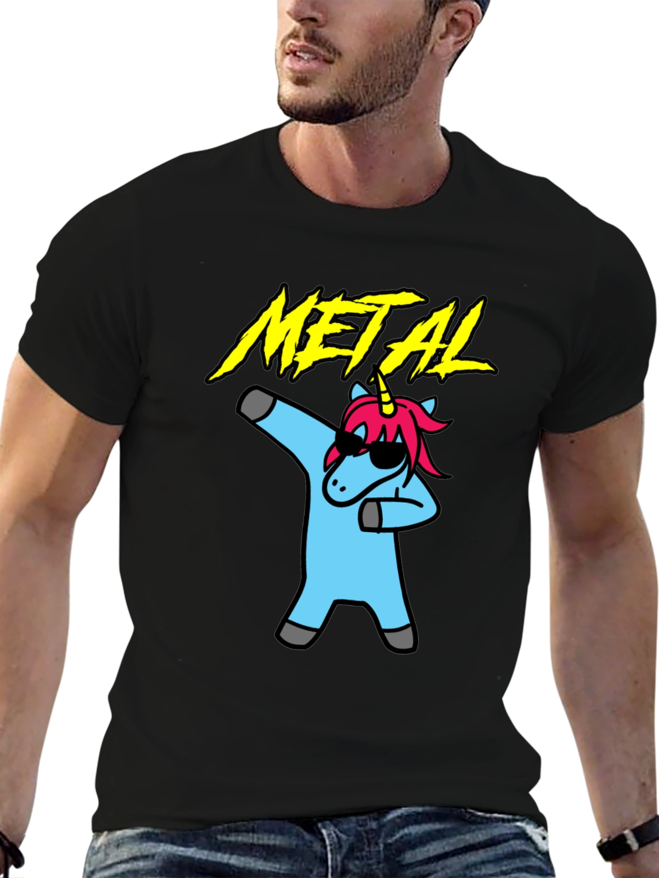 Metal Unicorn Dab T-Shirt - Black