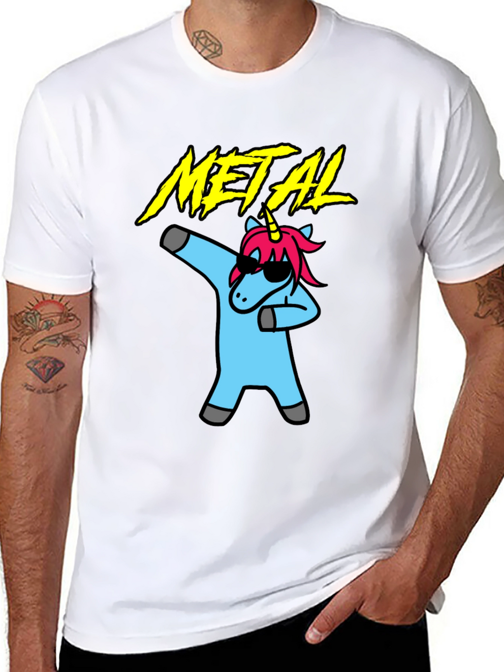 Metal Unicorn Dab T-Shirt - Black