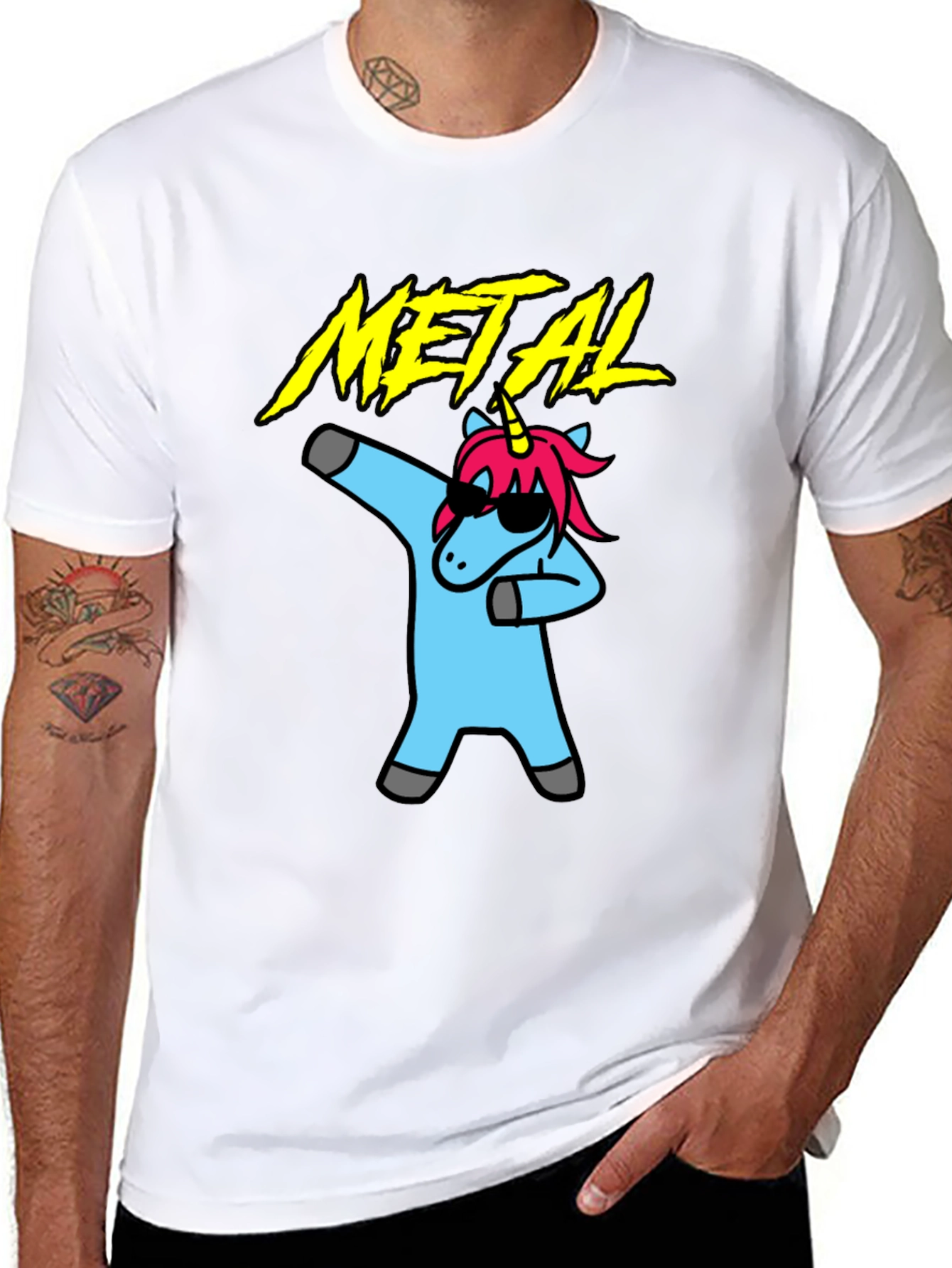 Metal Unicorn Dab T-Shirt - Black