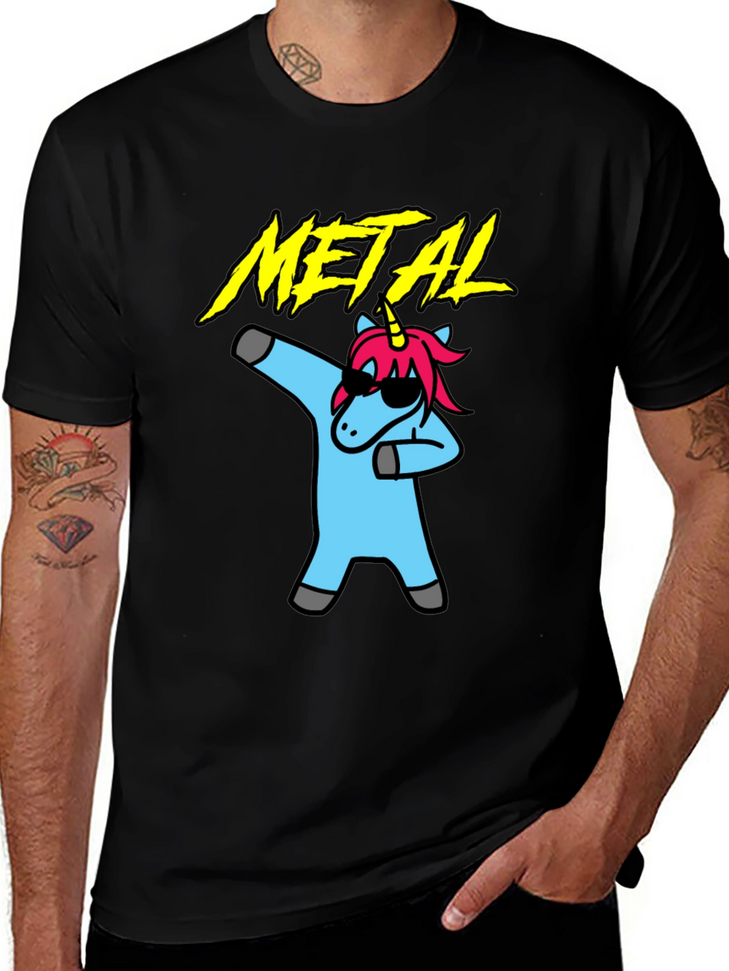 Metal Unicorn Dab T-Shirt - Black